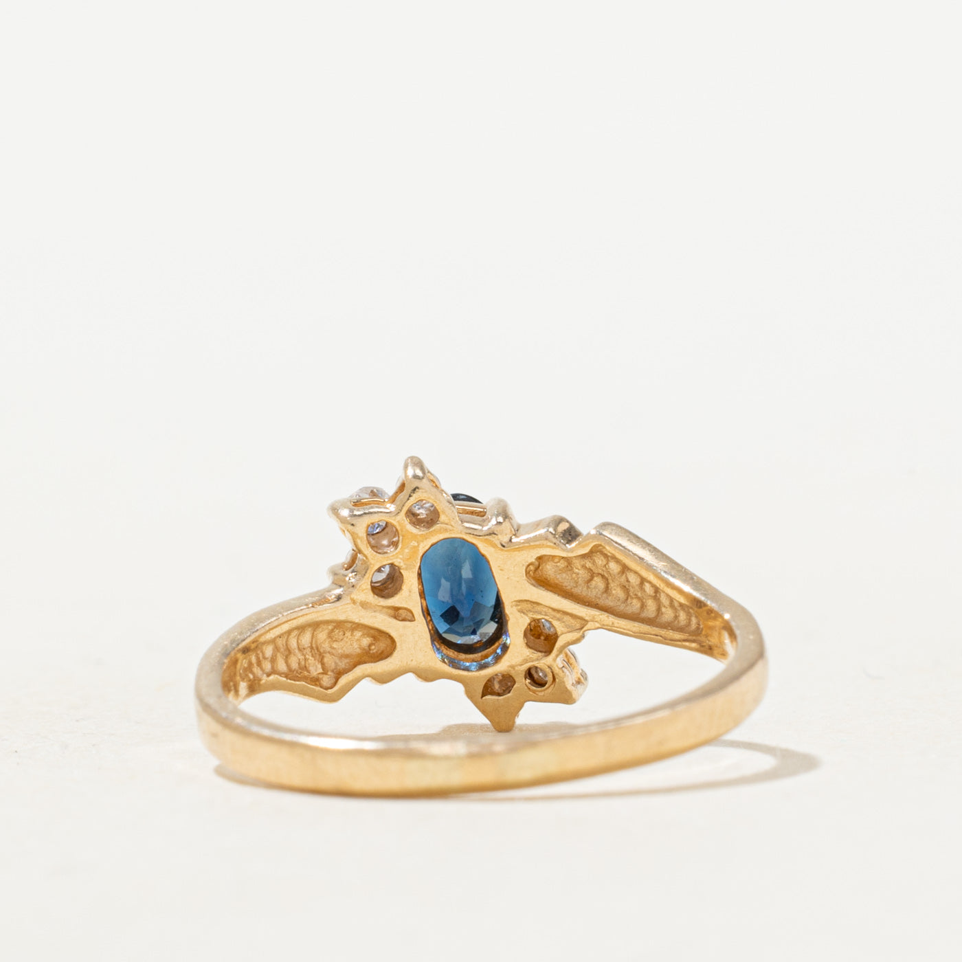 Sapphire & Diamond Petal Grooved Ring | SZ 4.75