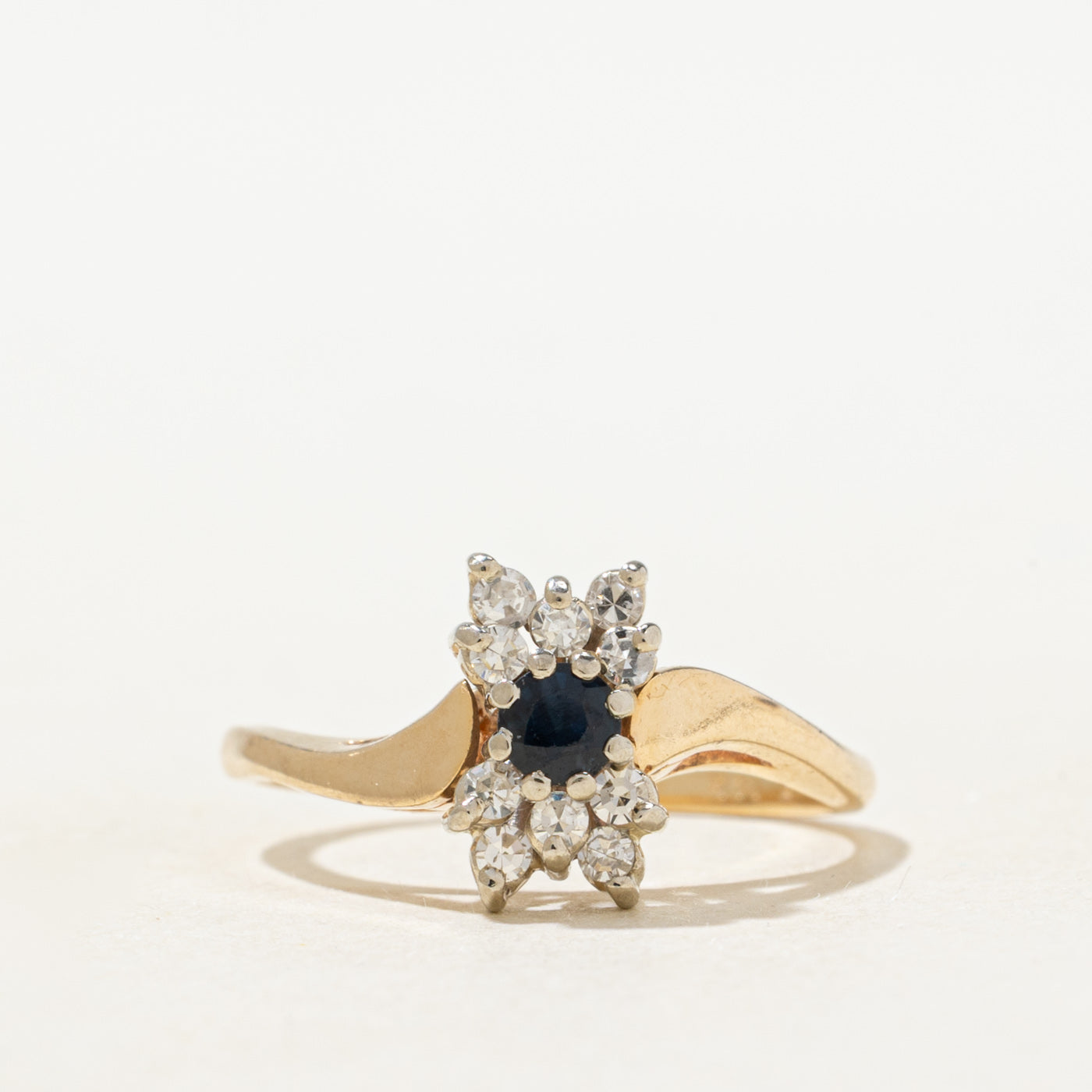 Bague Vague Pétales Saphir et Diamants | Taille 5,75