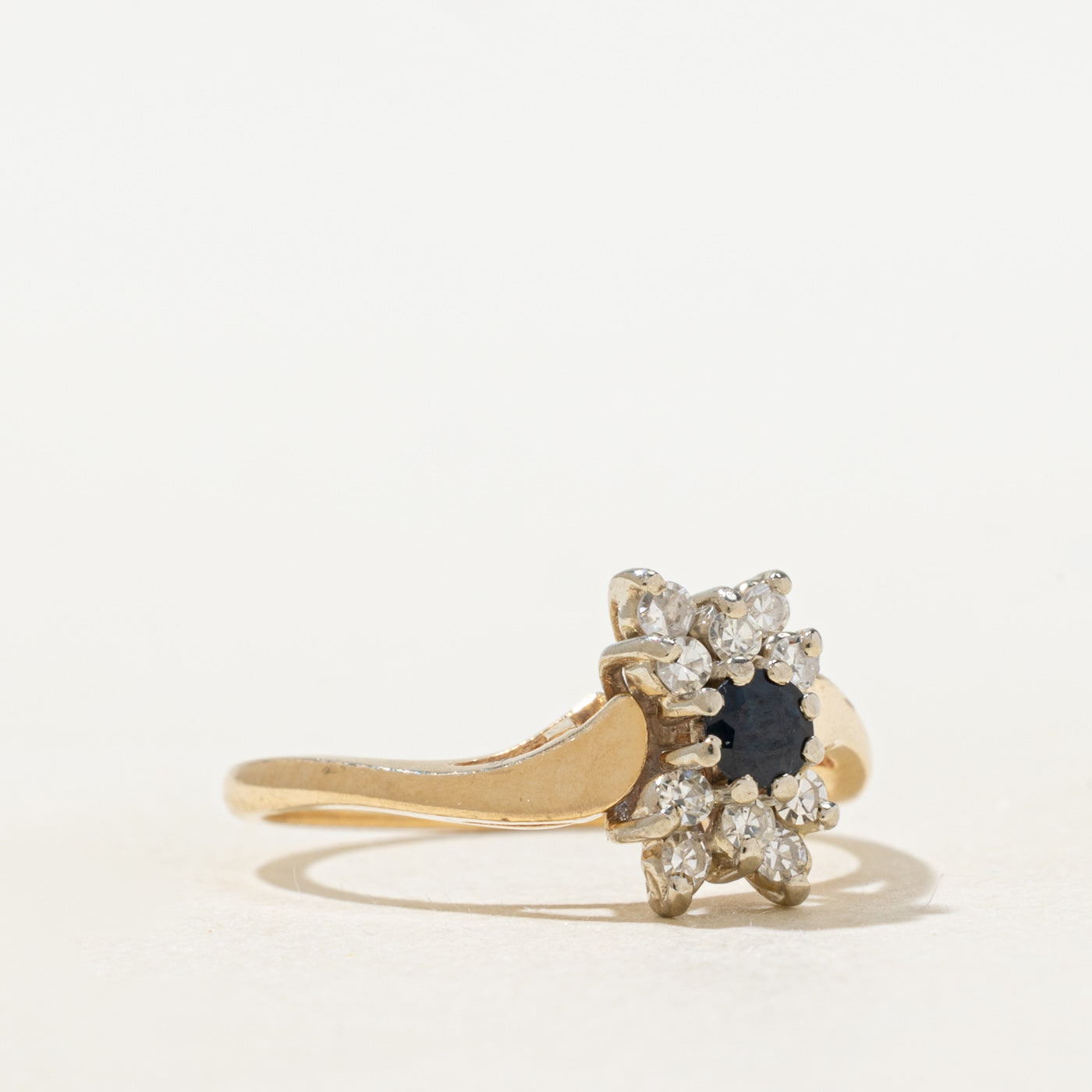 Bague Vague Pétales Saphir et Diamants | Taille 5,75