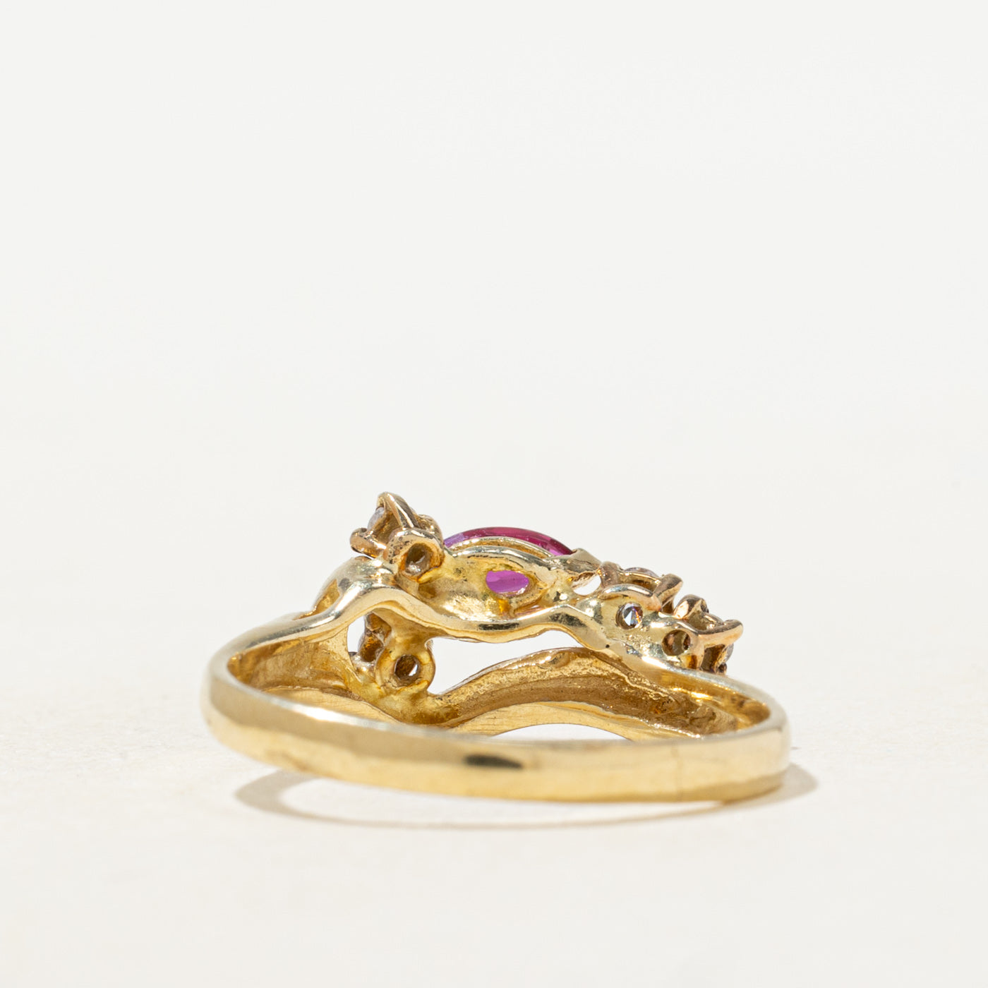 Marquise Cut Ruby & Diamond Abstract Ring | SZ 6.5