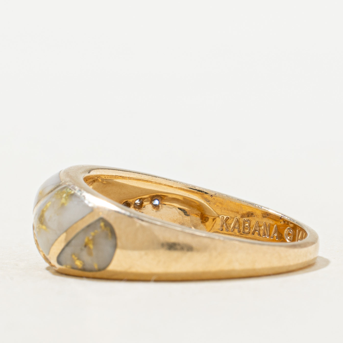 Bague bombée texturée en quartz et diamants | 1,0 ct, 0,05 ct | Taille 7,75