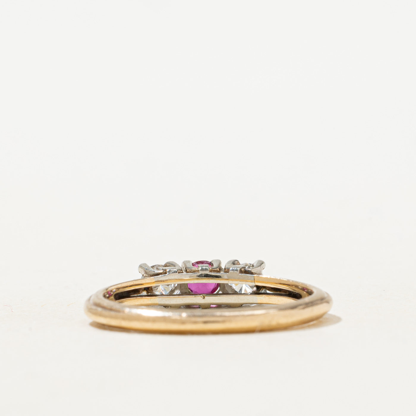 Three Stone Ruby & Diamond Ring | 0.18ct, 0.18ct | SZ 5.75