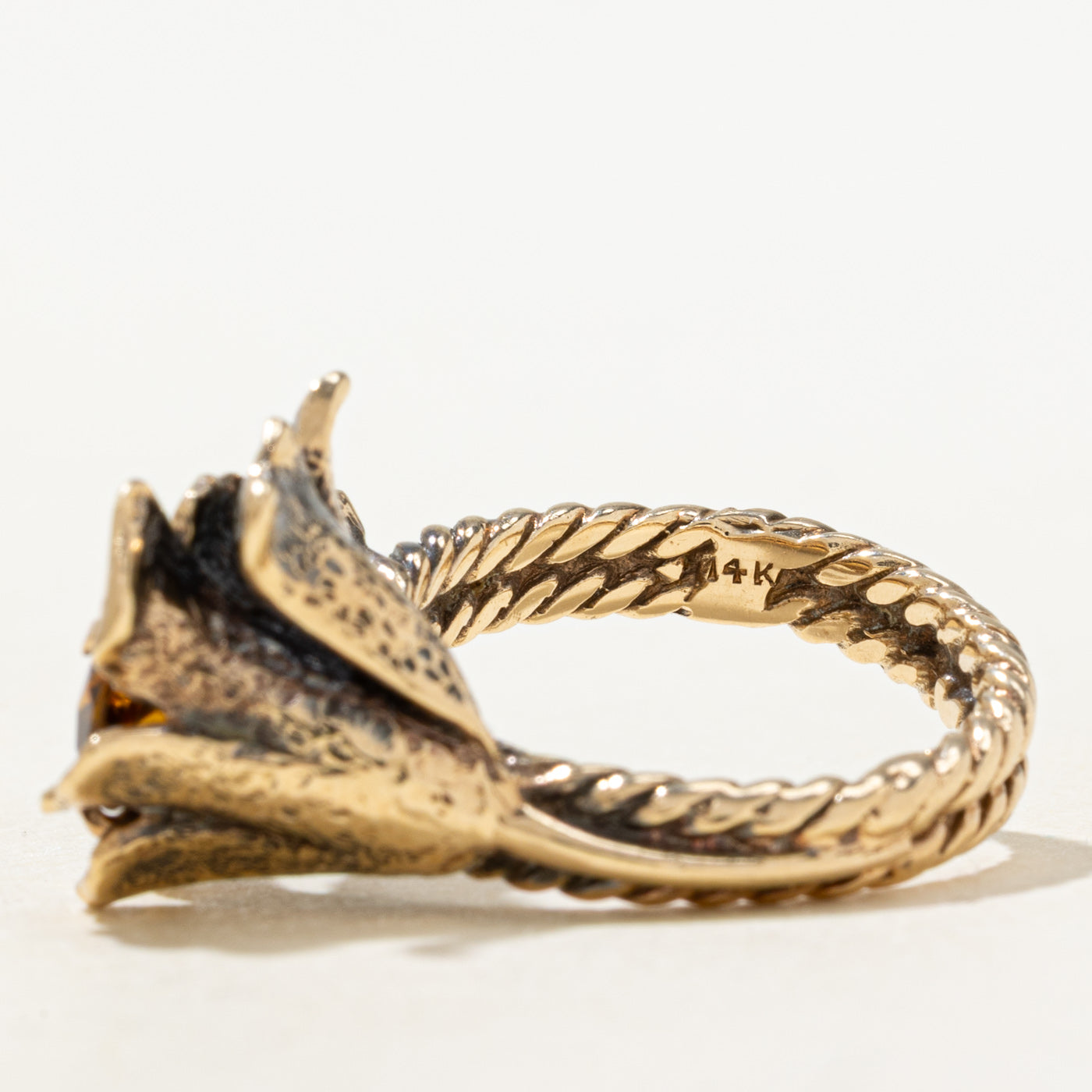 Citrine Textured Flower Ring | 1.00ct | SZ 6.0