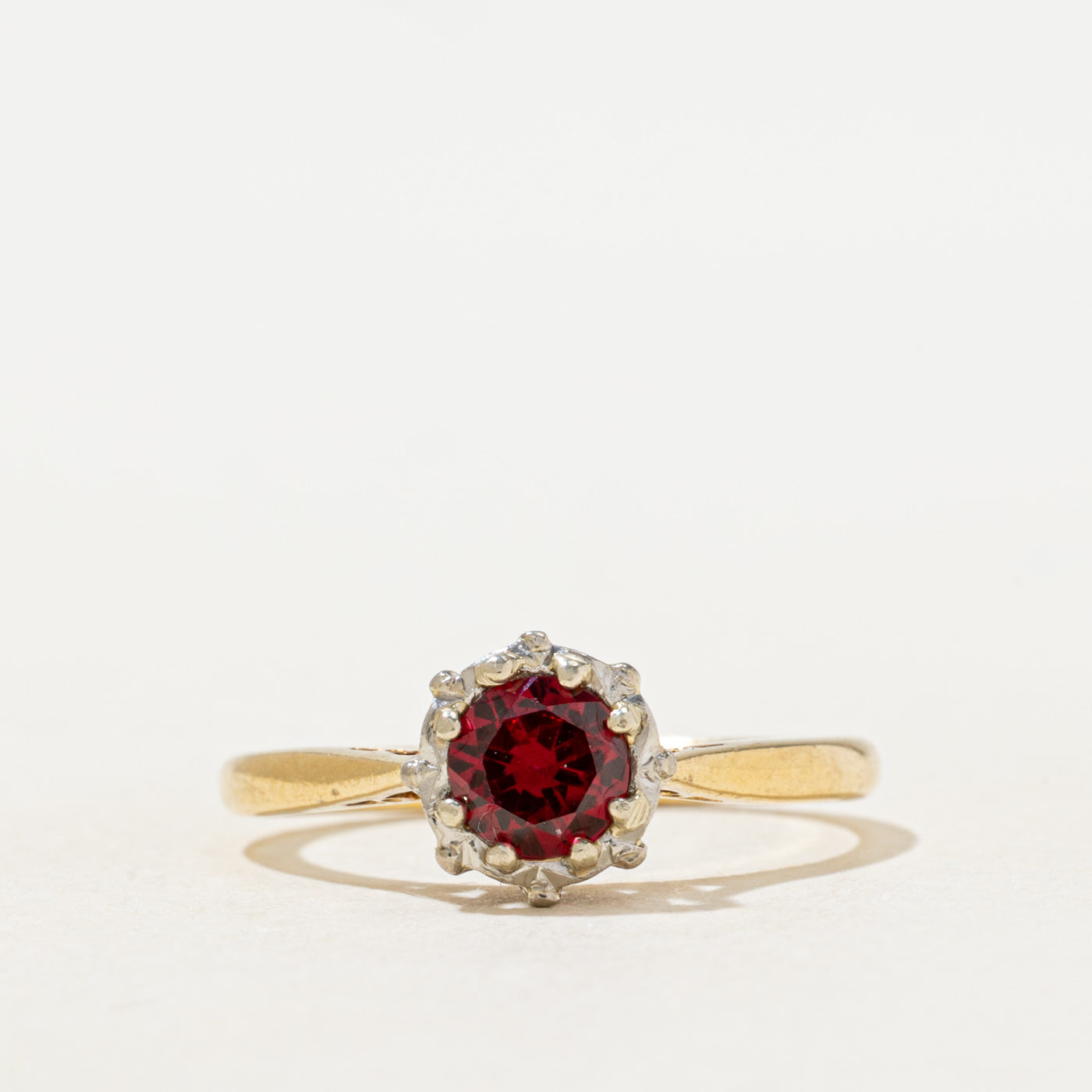 Synthetic Ruby Textured Reverse Tapered Ring | 0.50ct | SZ 7.0