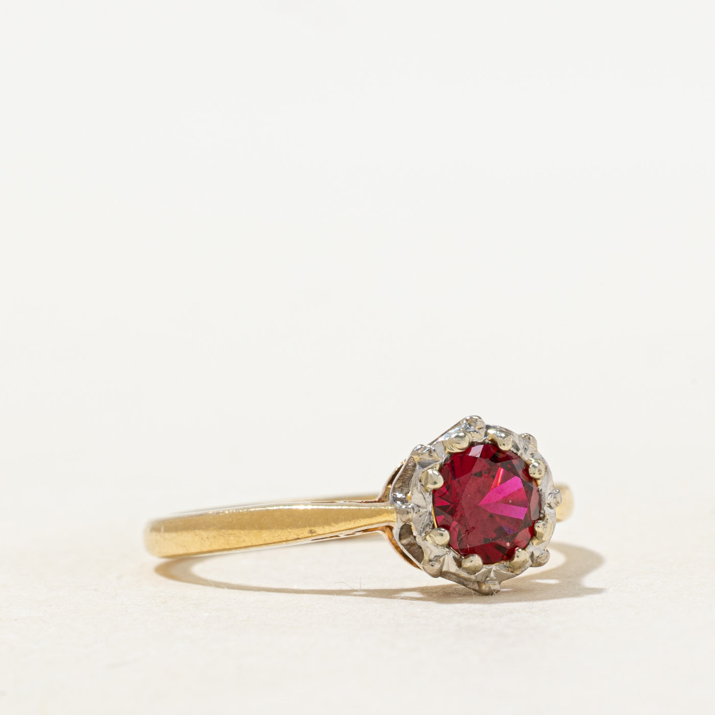 Synthetic Ruby Textured Reverse Tapered Ring | 0.50ct | SZ 7.0