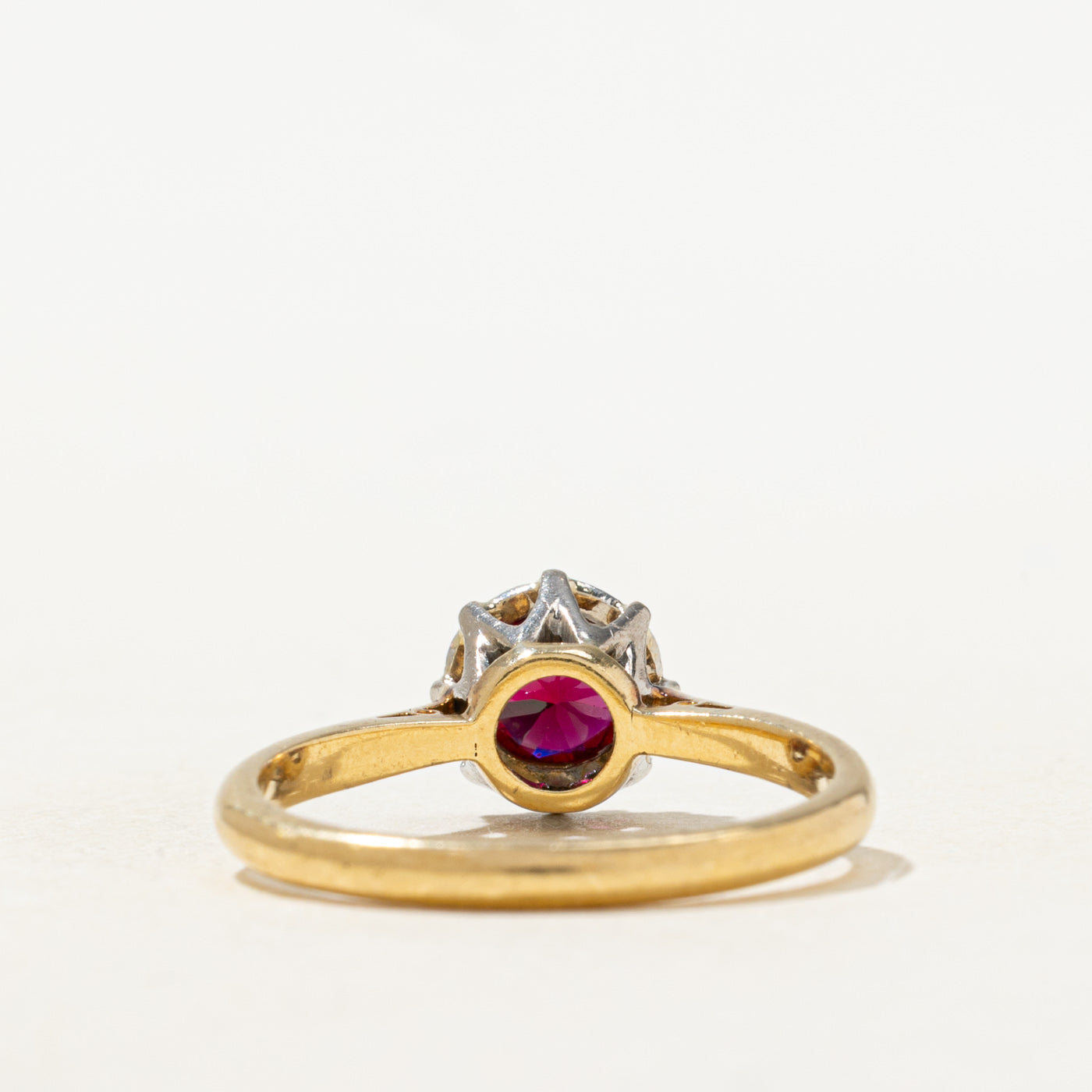 Synthetic Ruby Textured Reverse Tapered Ring | 0.50ct | SZ 7.0