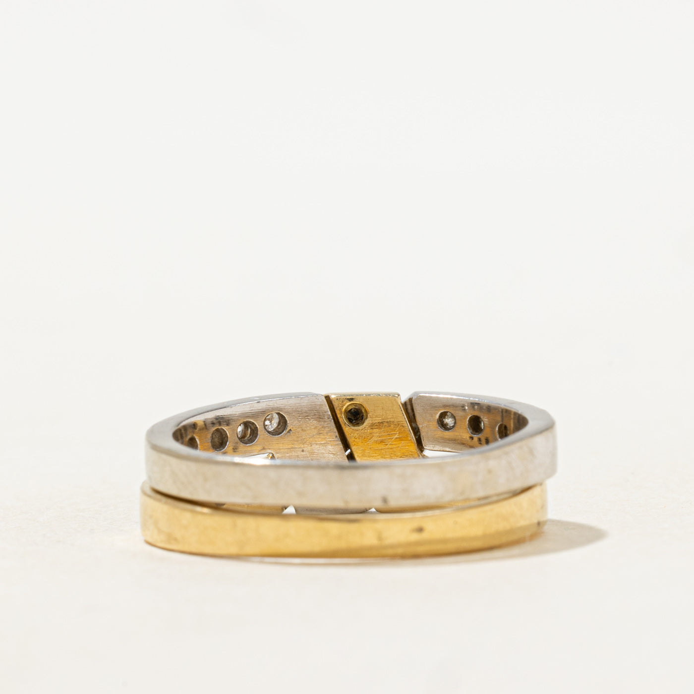 Two Tone Gold Diamond & Sapphire Interlocking Puzzle Band | 0.25ctw, 0.25ctw | SZ 7.75