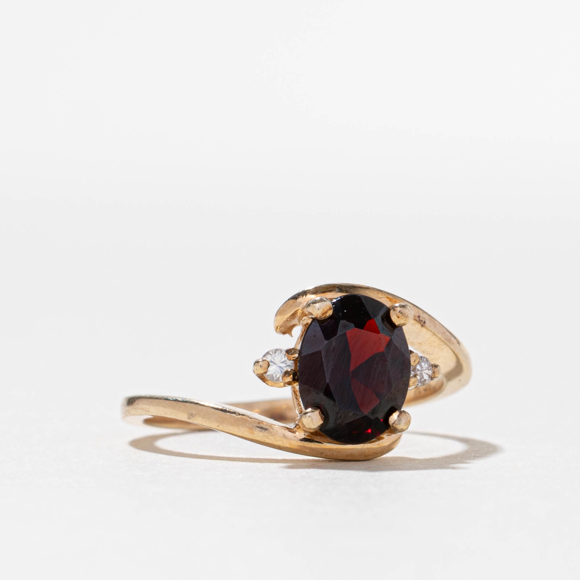 Garnet & Diamond Bypass Ring | 1.3ct, 0.02ctw | SZ 6.0