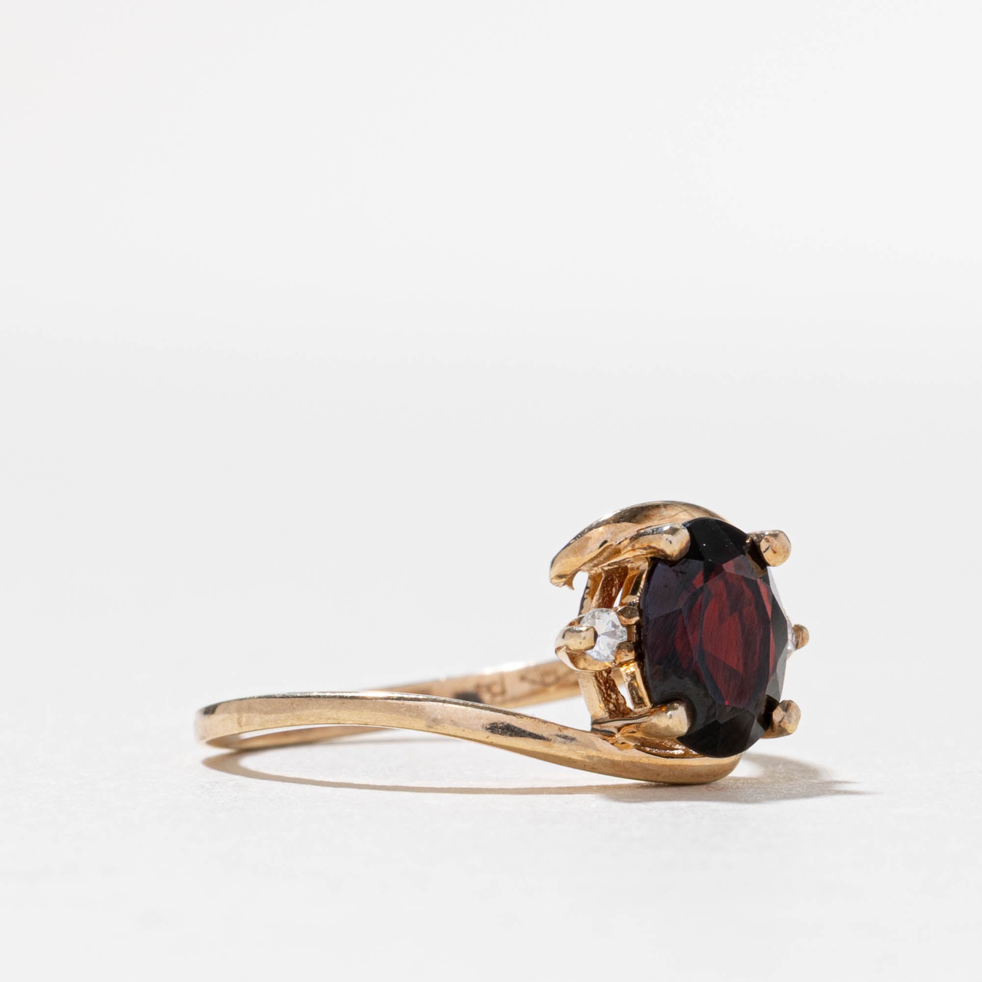 Garnet & Diamond Bypass Ring | 1.3ct, 0.02ctw | SZ 6.0