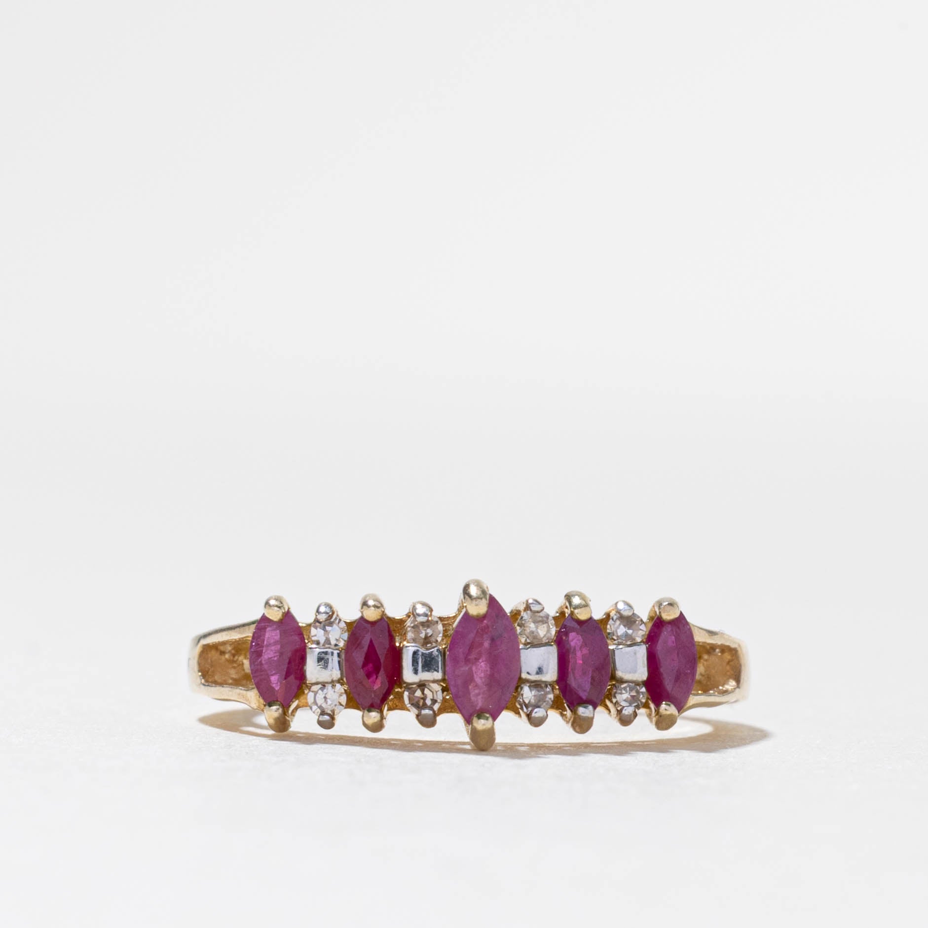 10k Semi Eternity Ruby & Diamond Ring | 0.50ctw, 0.08ctw | SZ 7