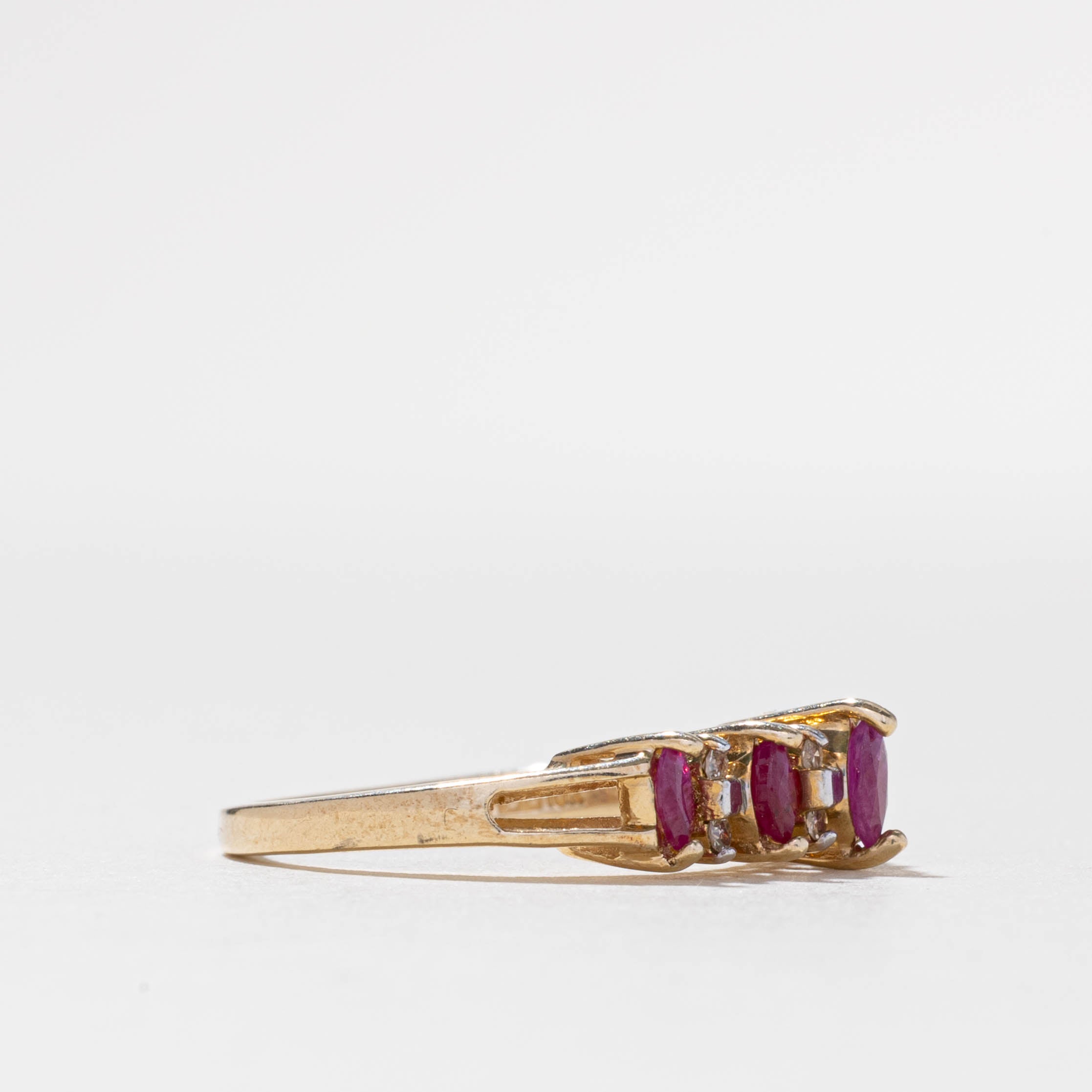 10k Semi Eternity Ruby & Diamond Ring | 0.50ctw, 0.08ctw | SZ 7
