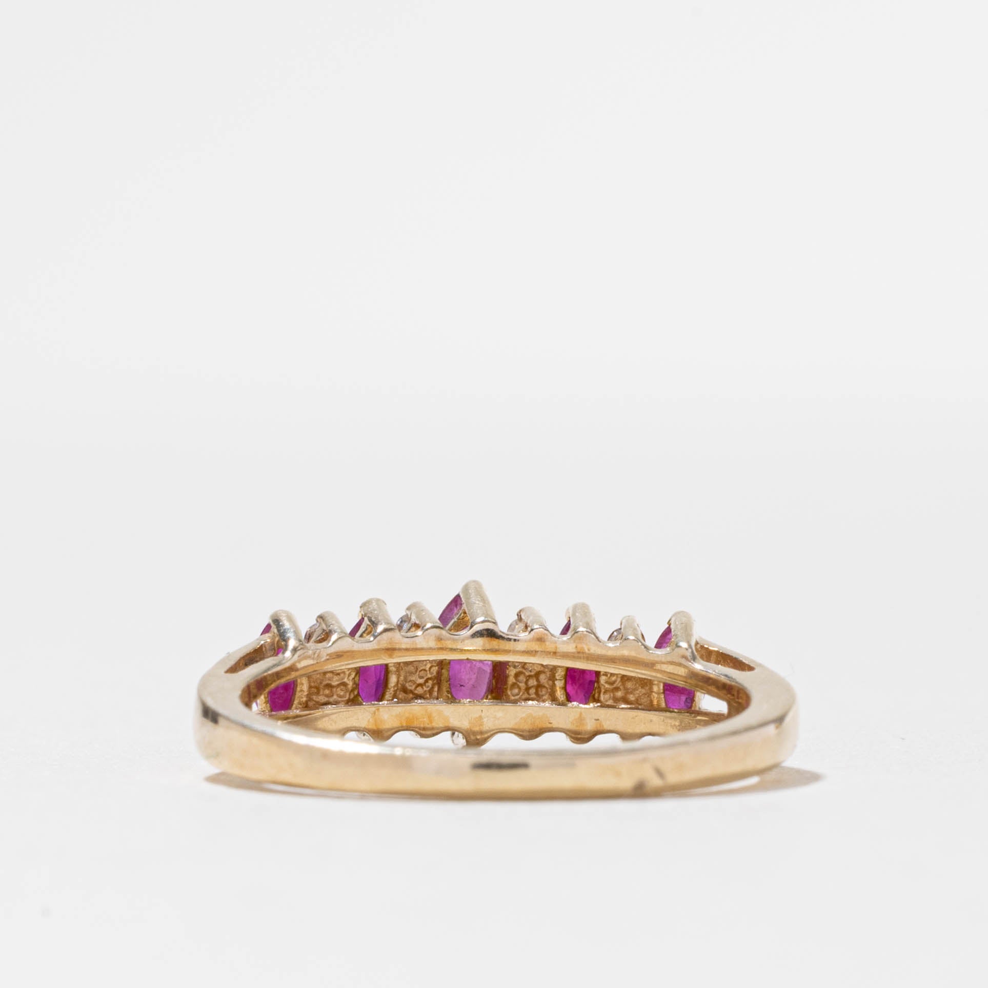 10k Semi Eternity Ruby & Diamond Ring | 0.50ctw, 0.08ctw | SZ 7