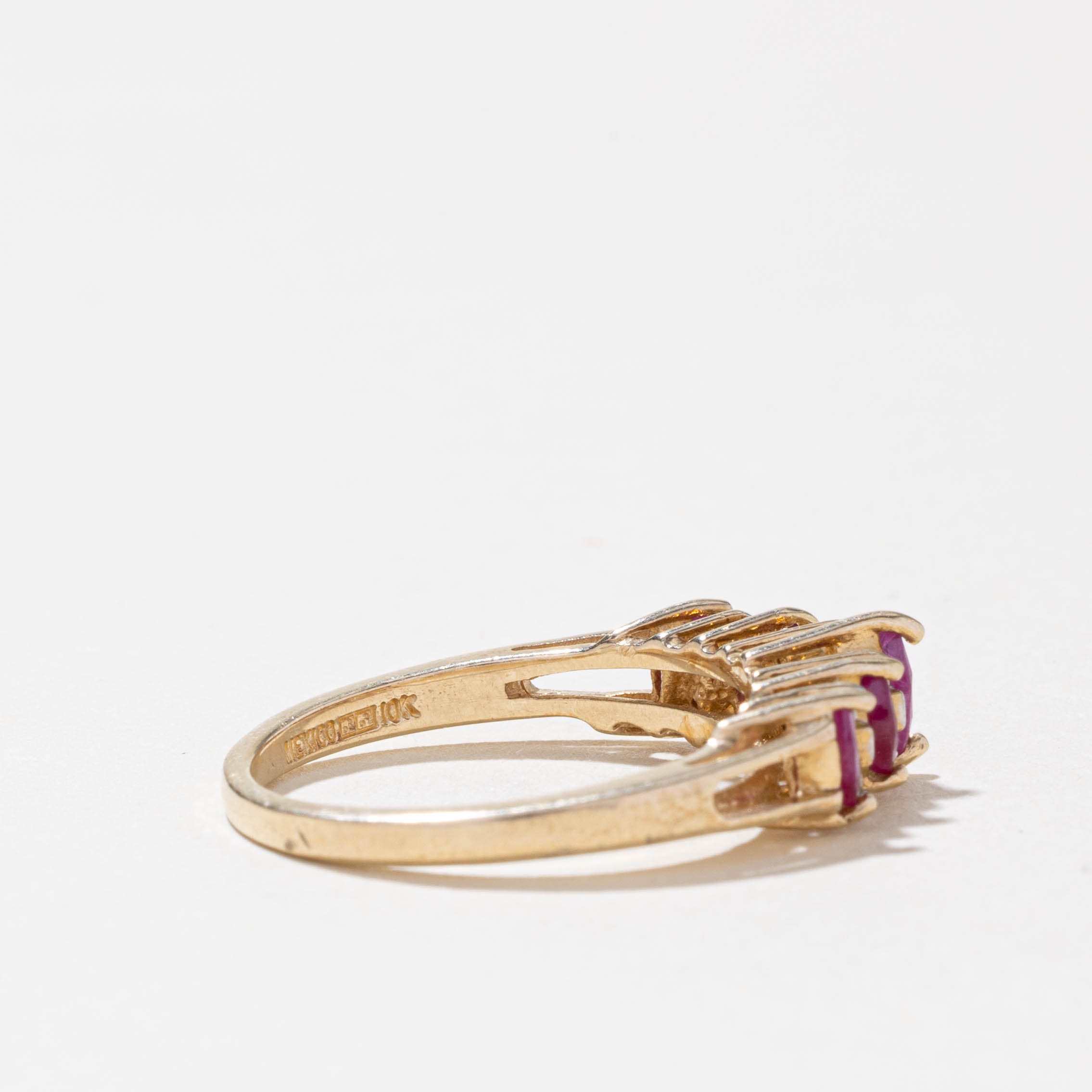 10k Semi Eternity Ruby & Diamond Ring | 0.50ctw, 0.08ctw | SZ 7