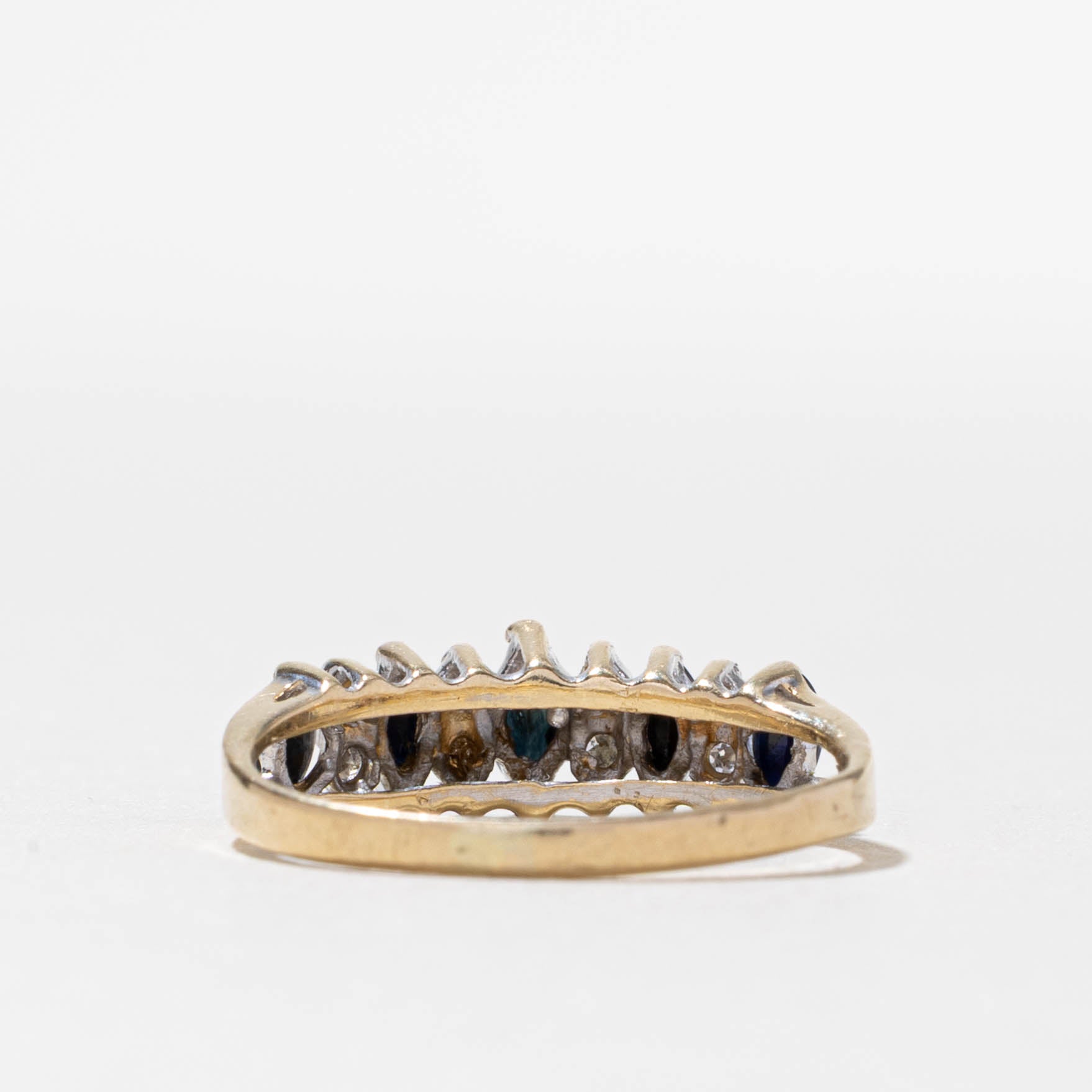 10k Five Stone Sapphire & Diamond Accented Ring | 0.50ctw, 0.10ctw | SZ 6.5