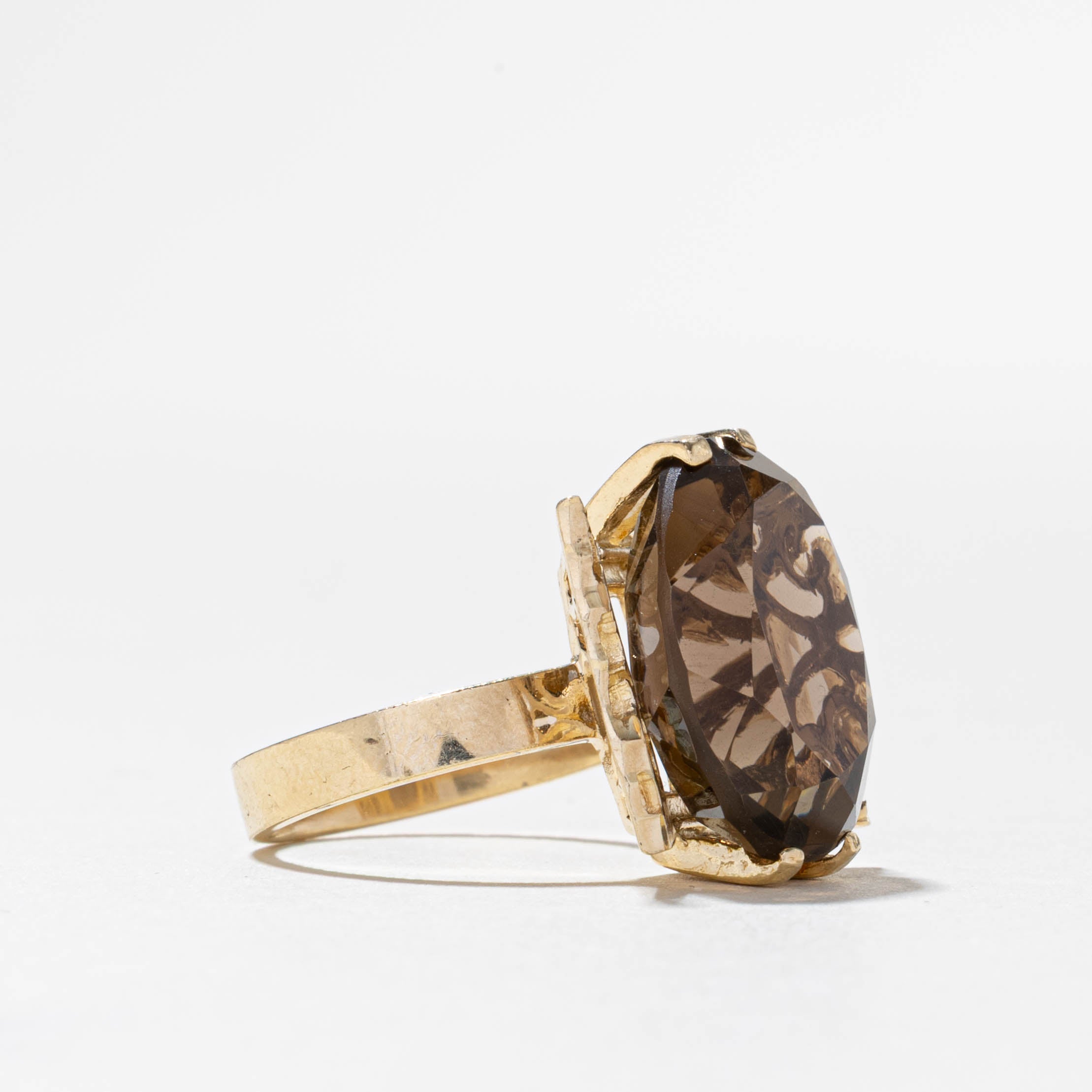 10k Smoky Quartz Geometric Cocktail Ring | 9.00ct | SZ 6