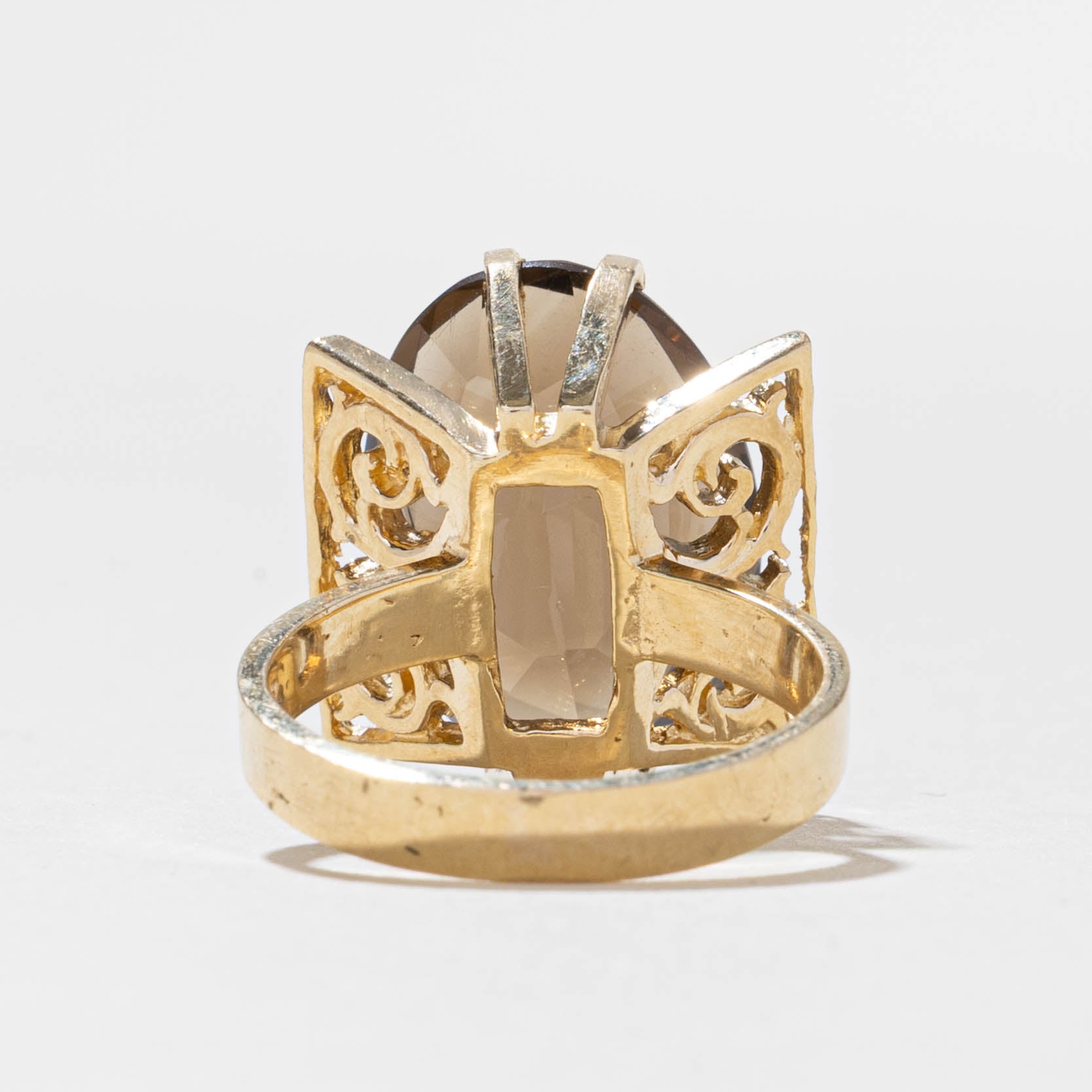 10k Smoky Quartz Geometric Cocktail Ring | 9.00ct | SZ 6