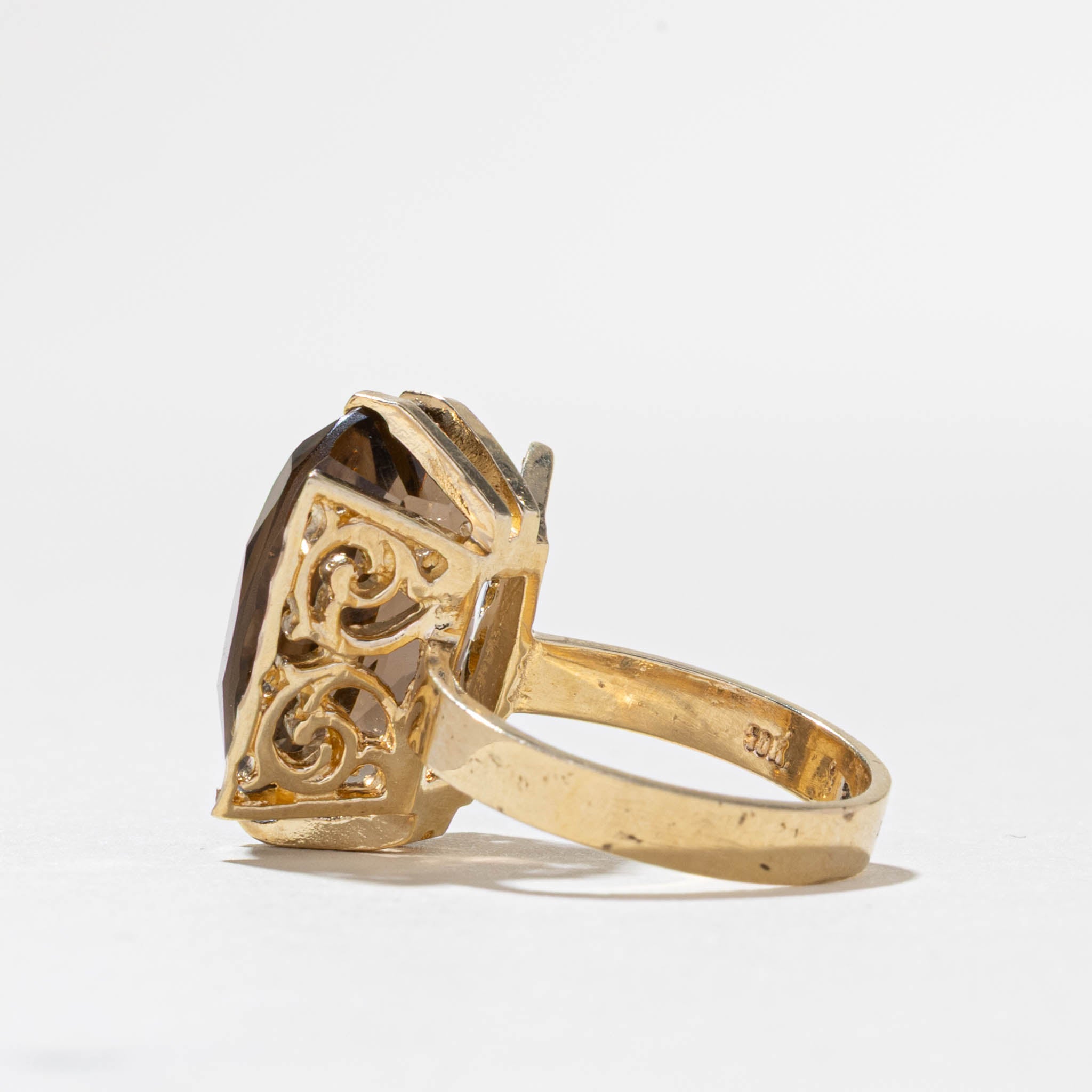 10k Smoky Quartz Geometric Cocktail Ring | 9.00ct | SZ 6