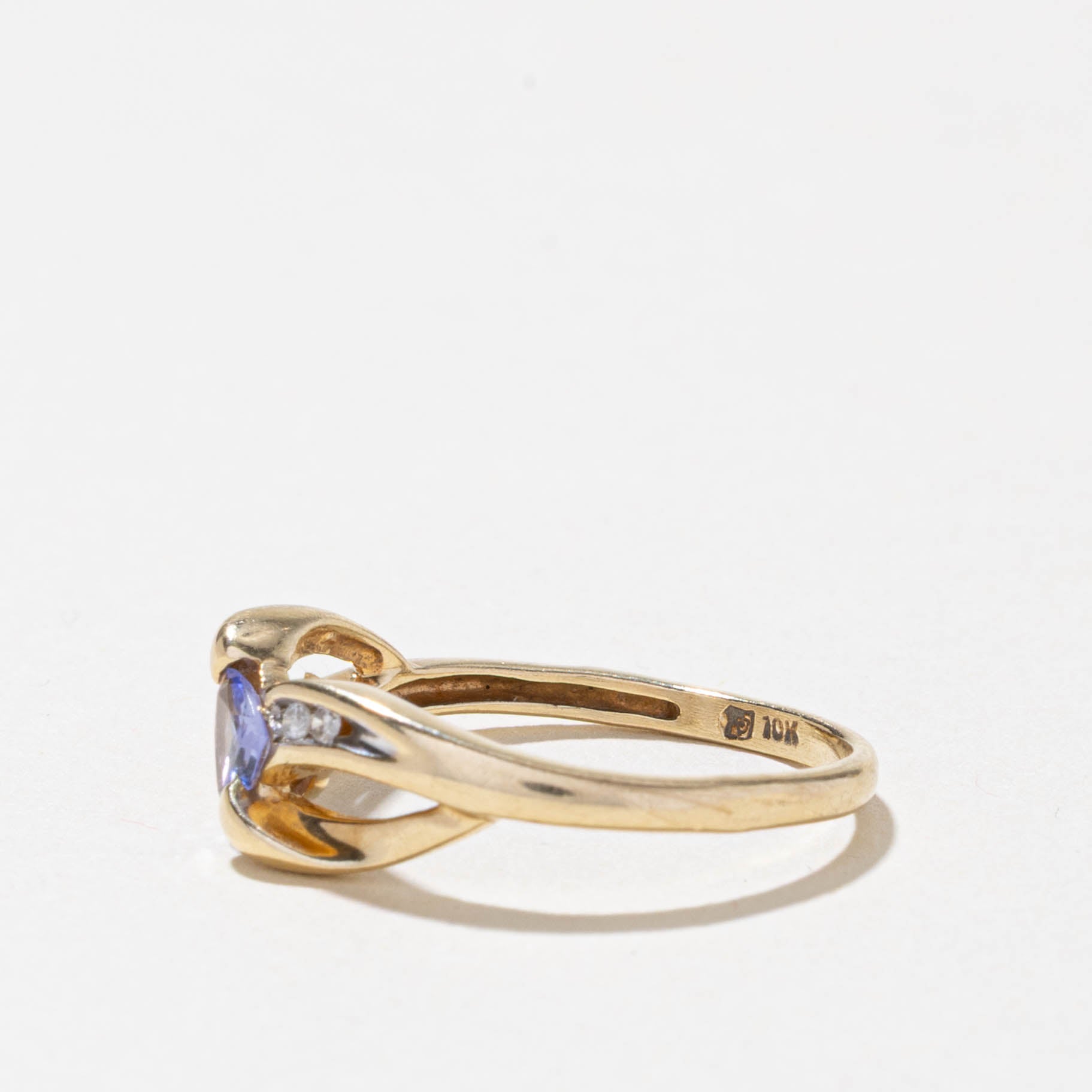 10k Tanzanite & Diamond Crossover Ring | 0.50ct, 0.03ctw | SZ 7.25