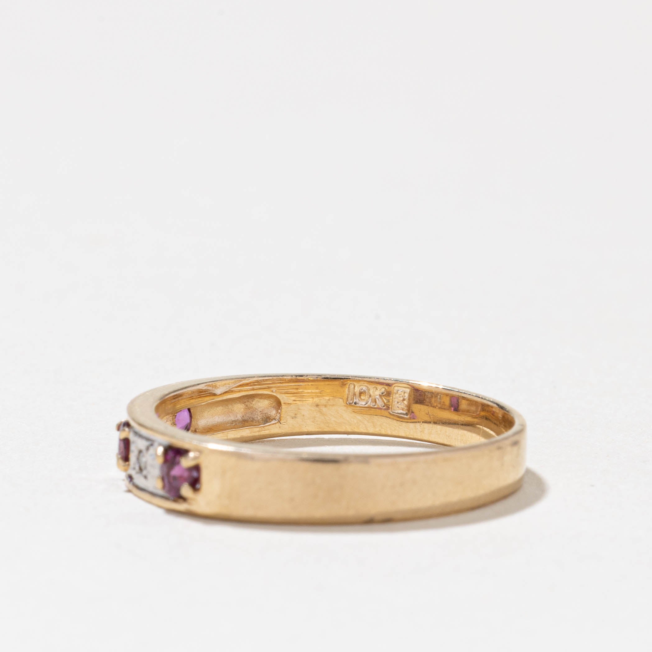 10k Five Stone Ruby & Diamond Band | 3.95mm | SZ 7.75