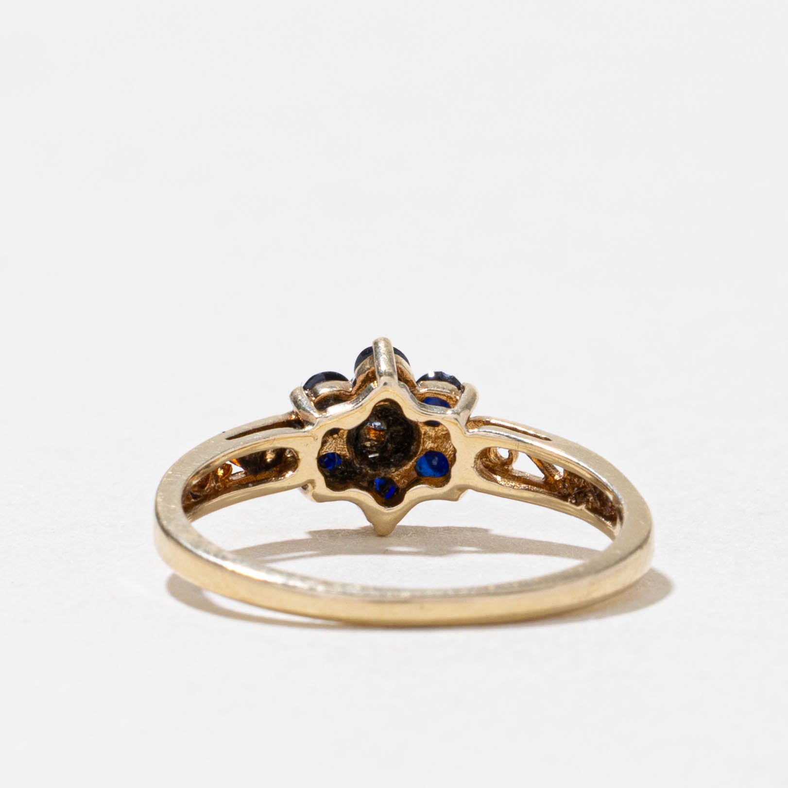 10k Sapphire & Diamond Petal Cluster Ring | SZ 6.5