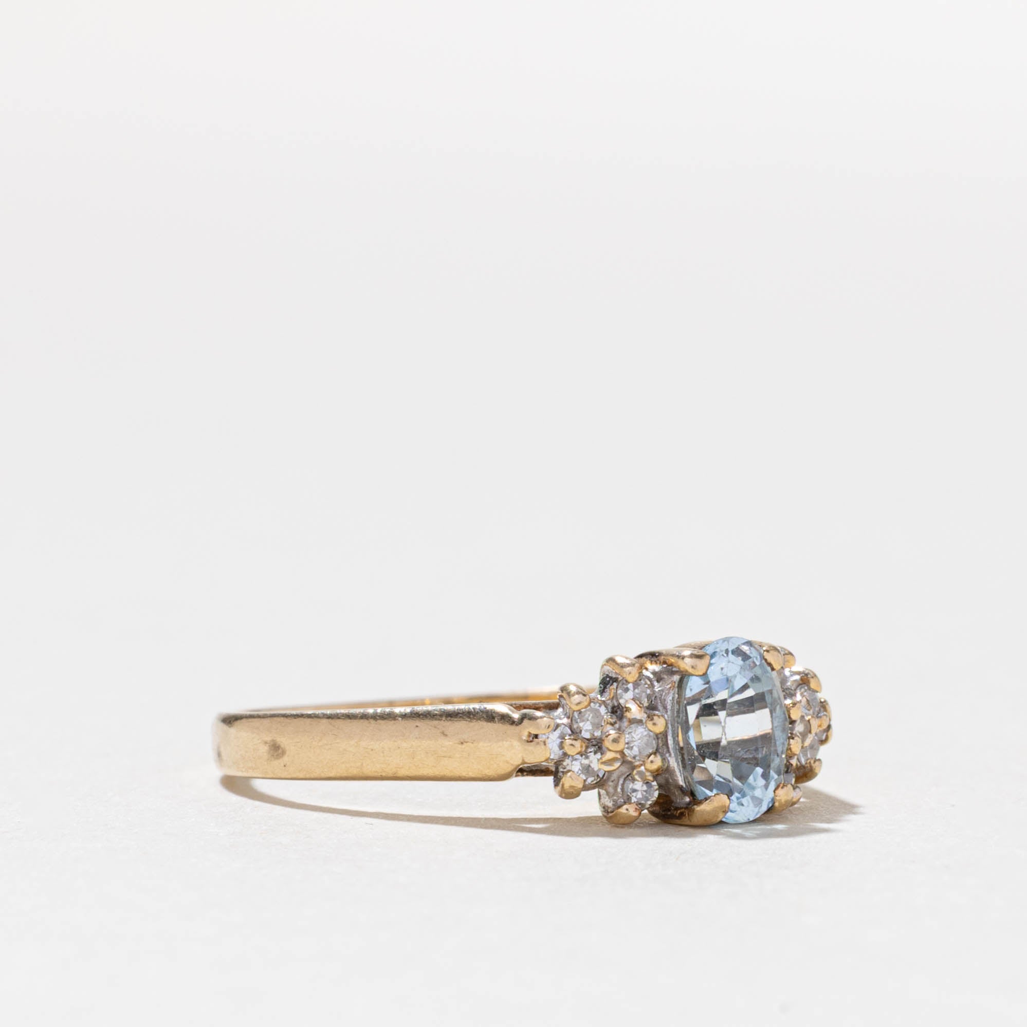 10k Oval Cut Topaz & Diamond Accented Ring | SZ 7