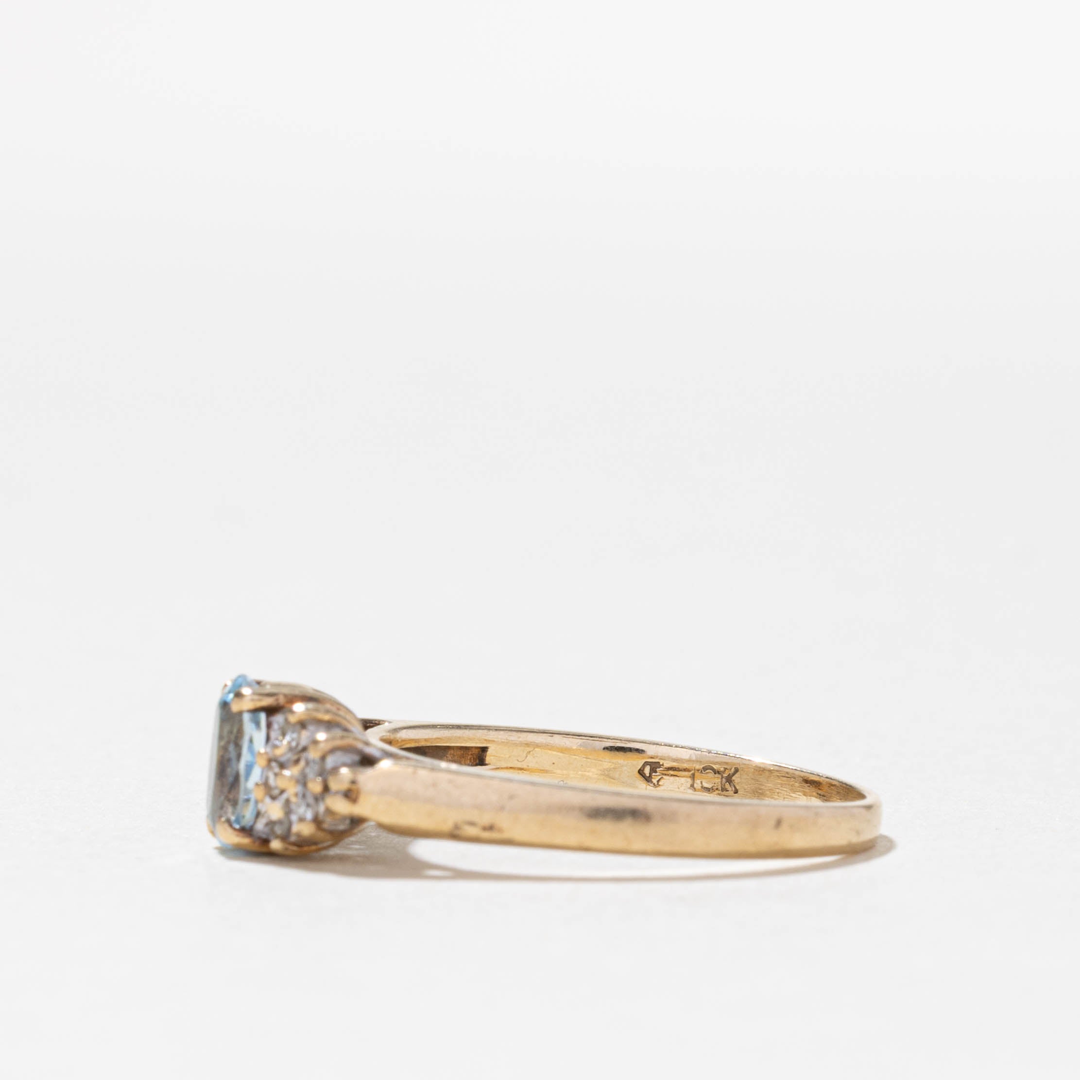 10k Oval Cut Topaz & Diamond Accented Ring | SZ 7