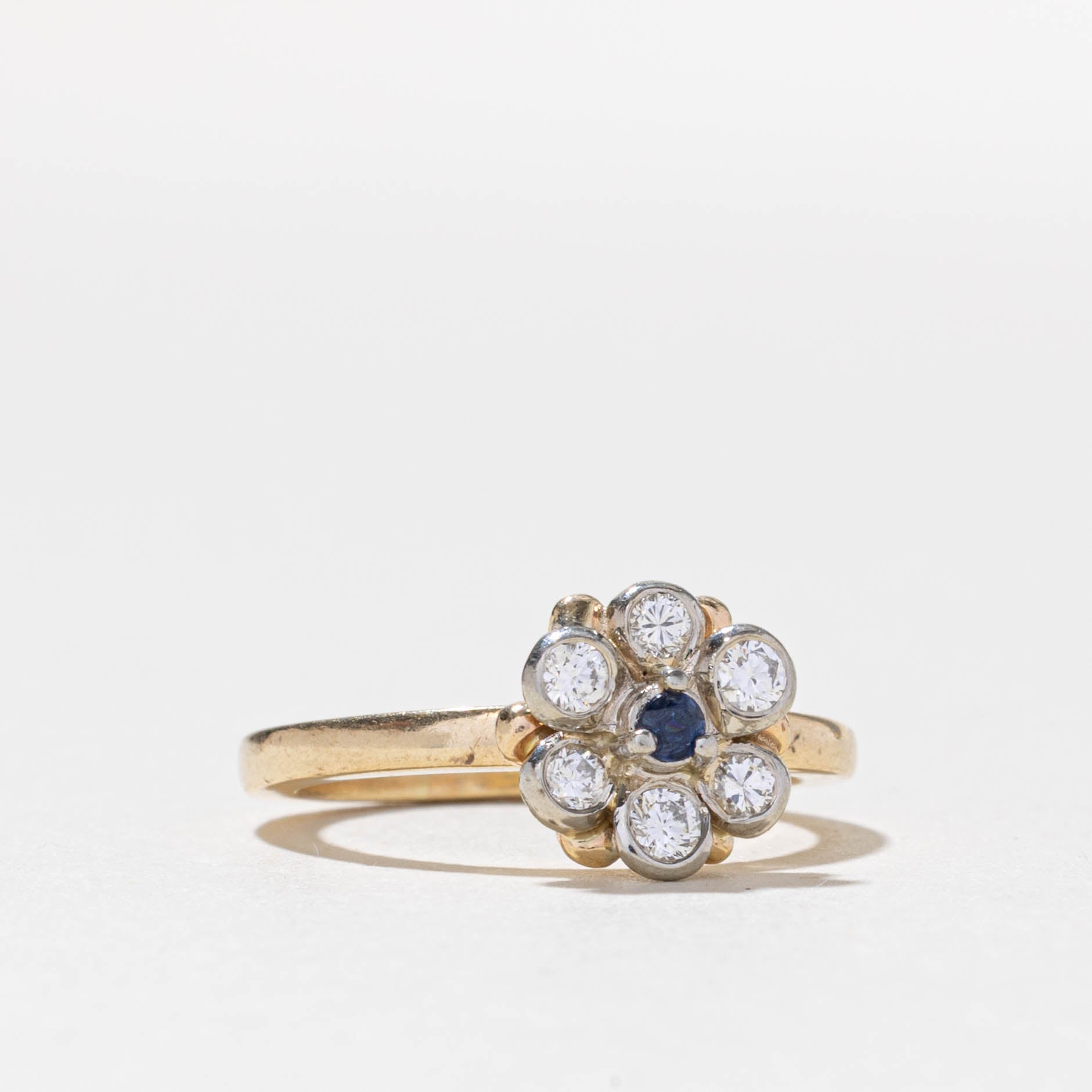 14k Sapphire & Diamond Daisy Ring | SZ 4.25