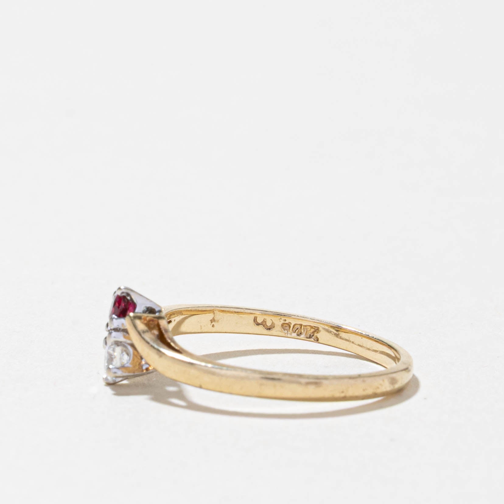 14k Toi et Moi Ruby & Diamond Ring | SZ 5.25