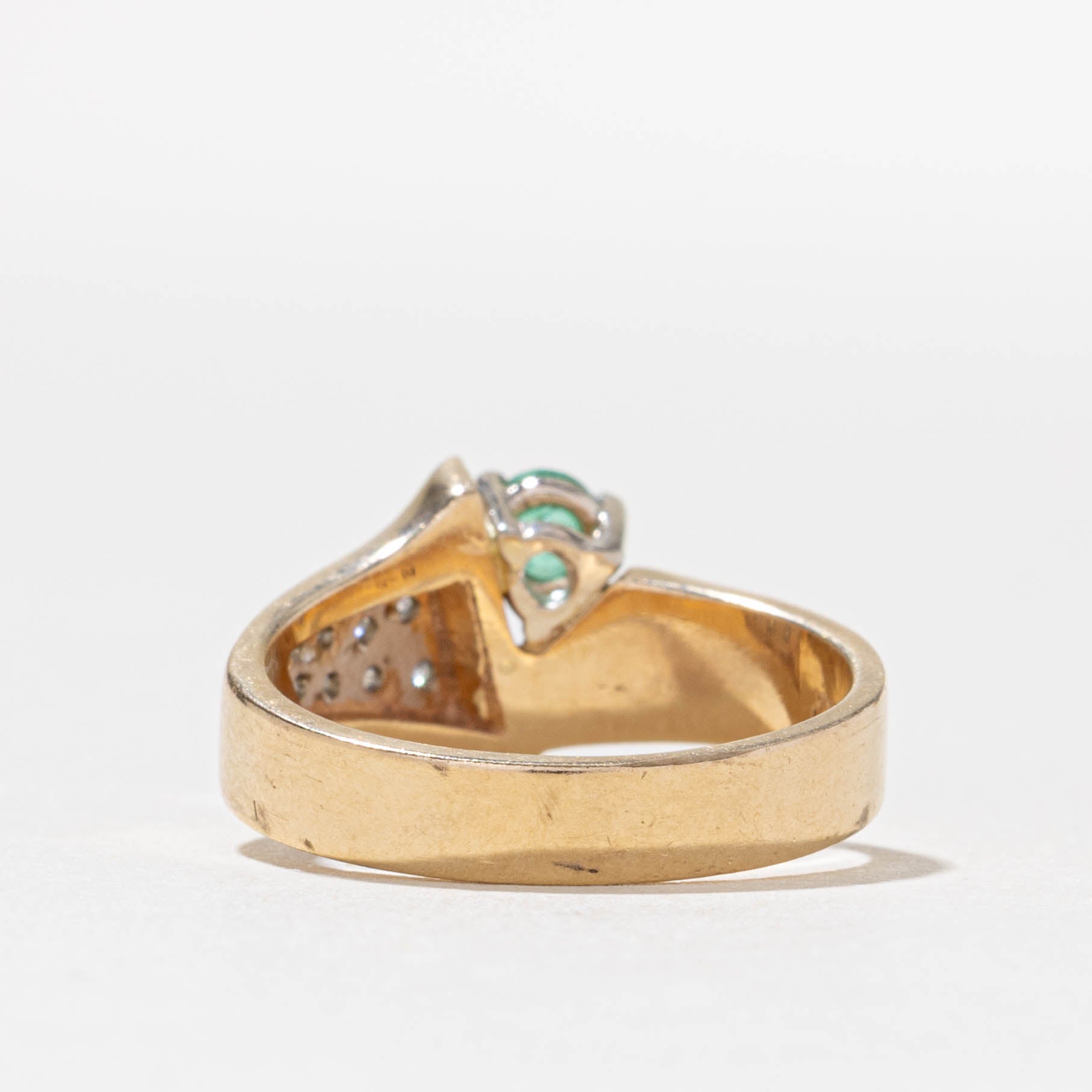 14k Emerald & Diamond Geometric Ring | SZ 6.25
