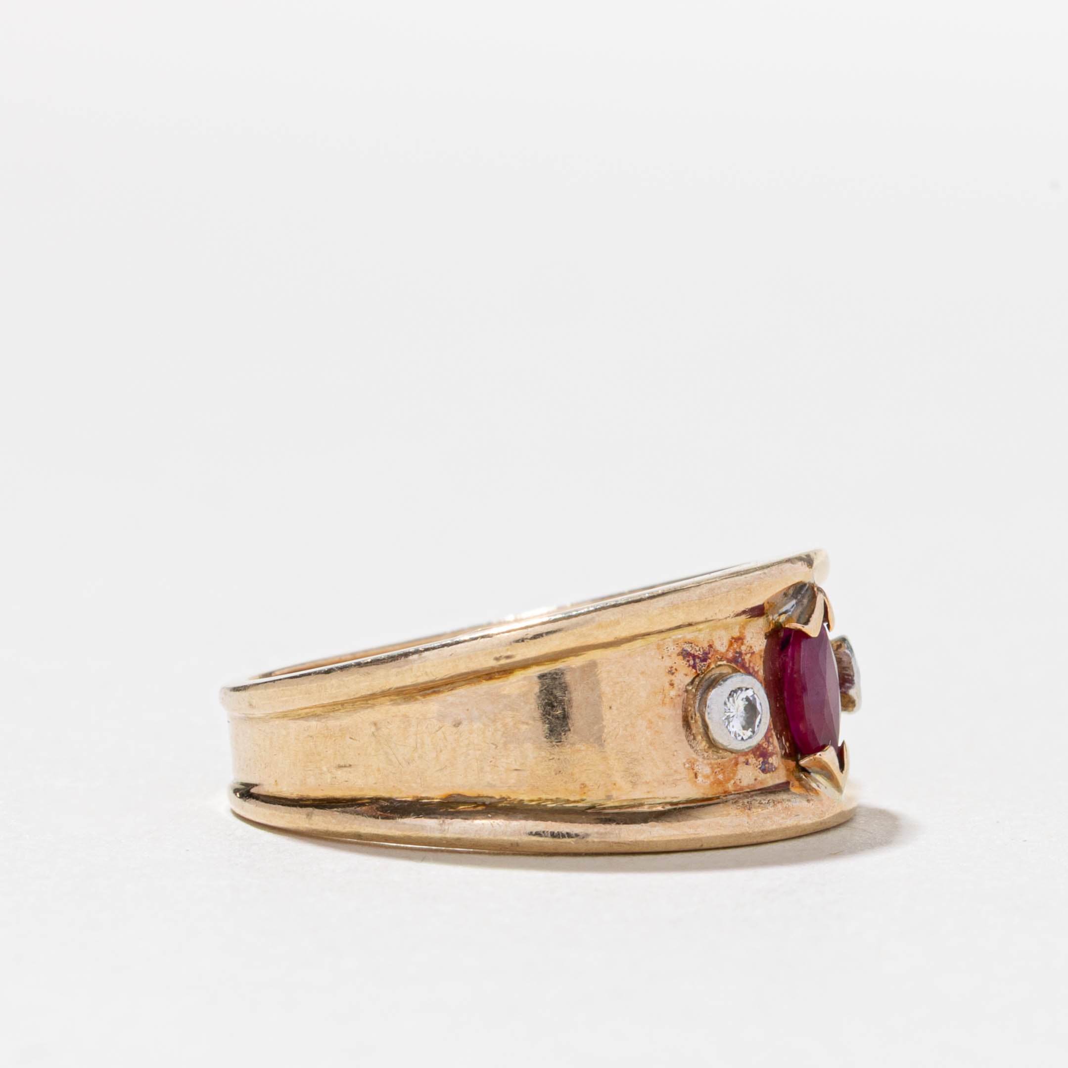 14k Ruby & Diamond Chunky Band | SZ 8.75