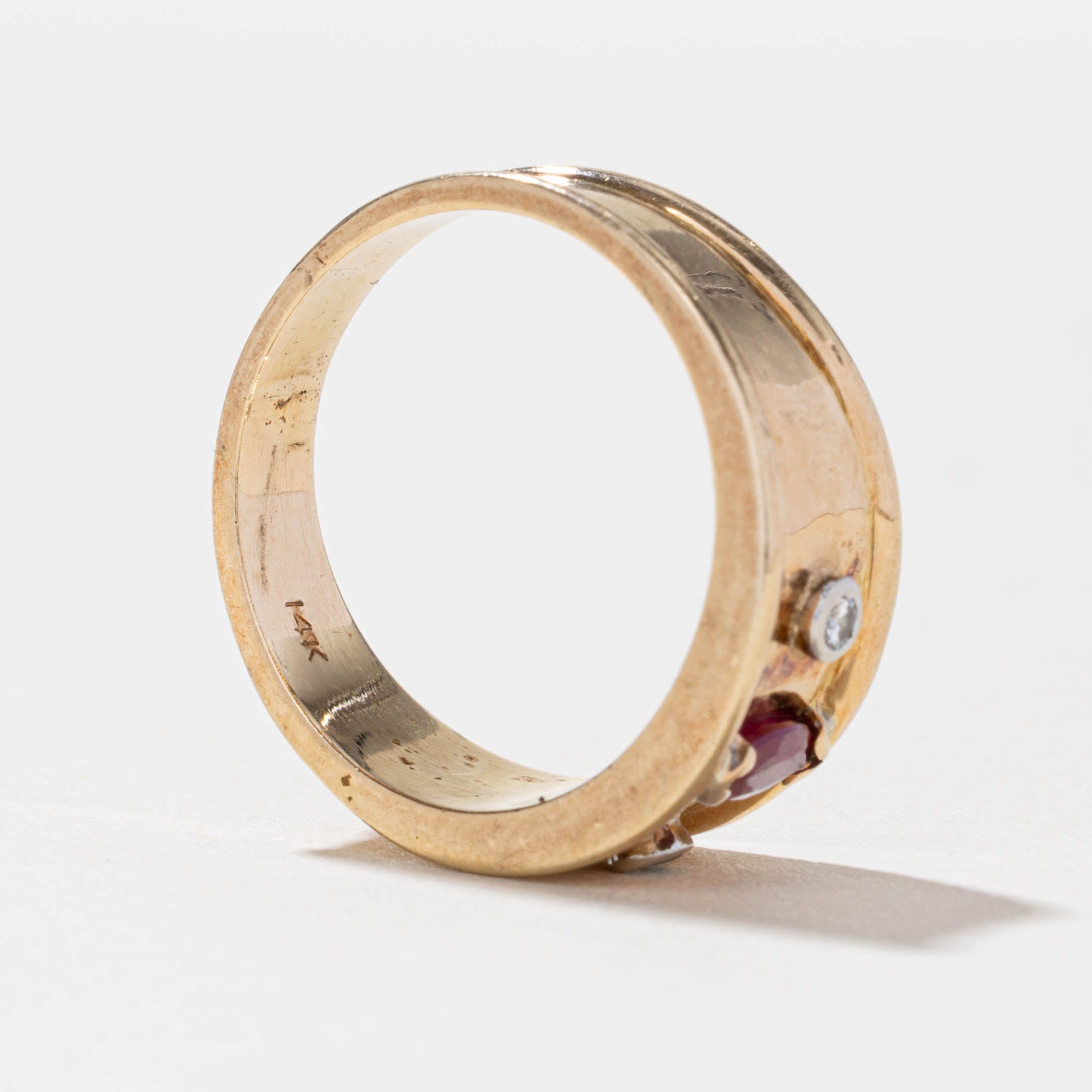 14k Ruby & Diamond Chunky Band | SZ 8.75