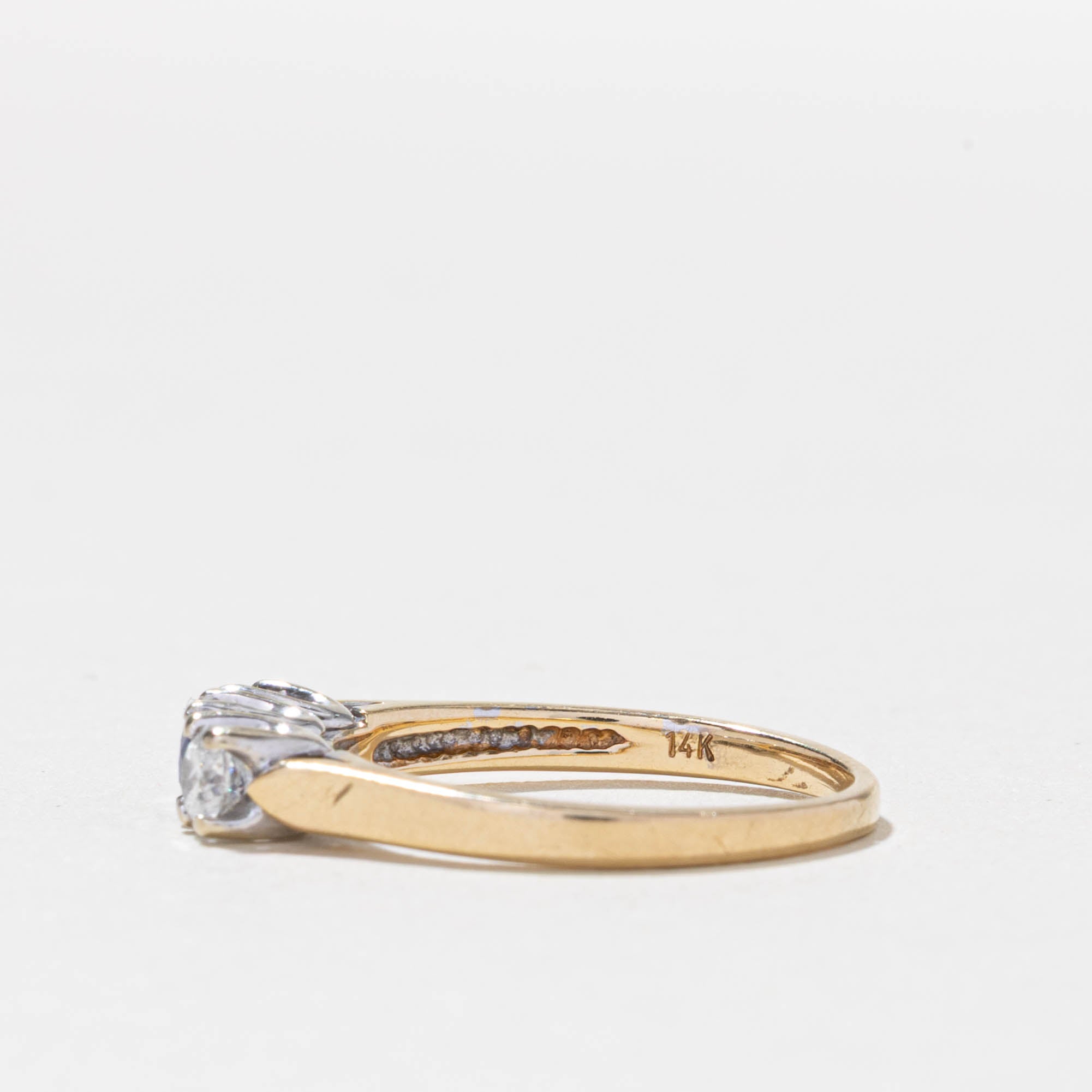 Three Stone Synthetic Sapphire & Diamond Ring | SZ 7