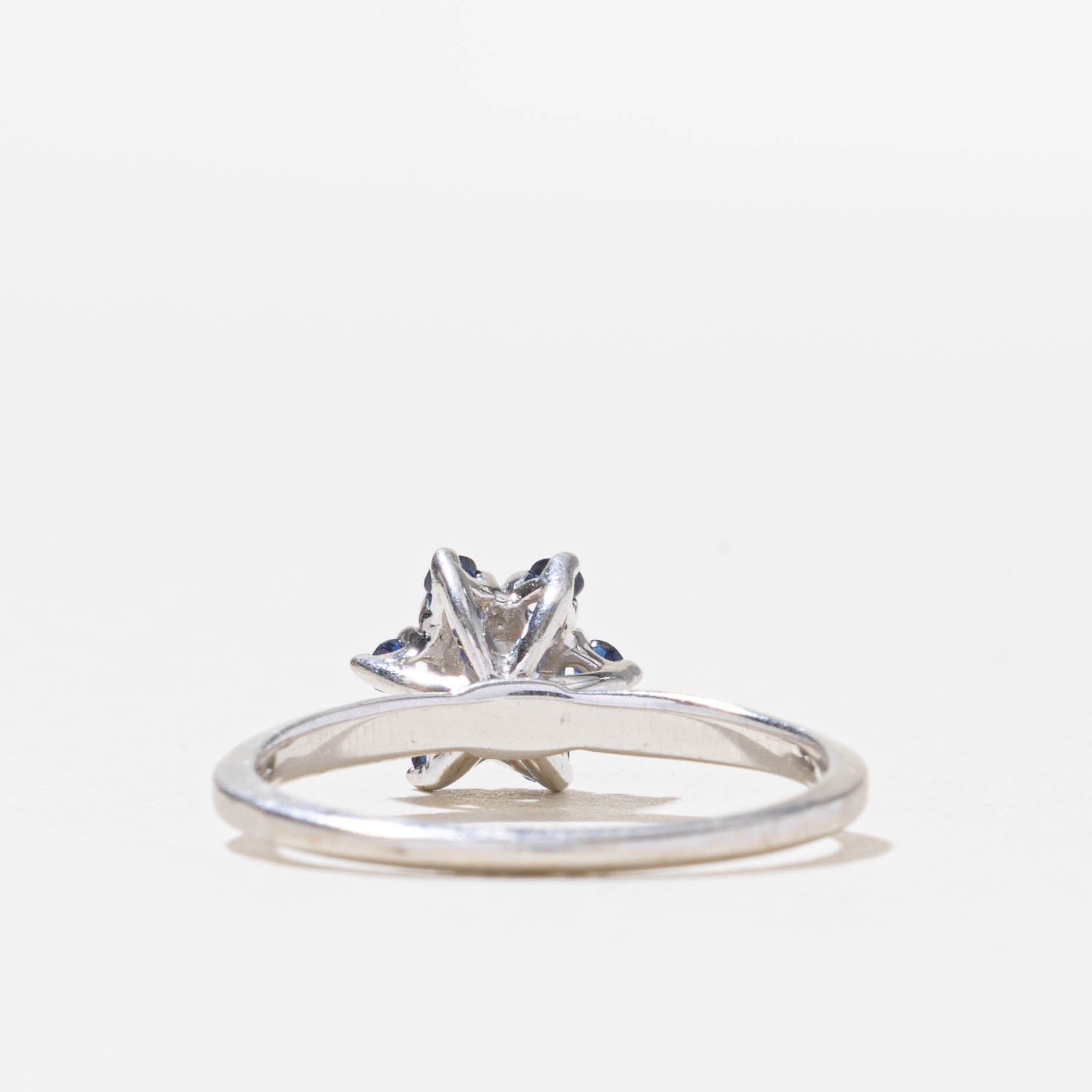 14k Diamond & Sapphire Petal Halo Ring | 0.12ctw, 0.12ct | SZ 6.75
