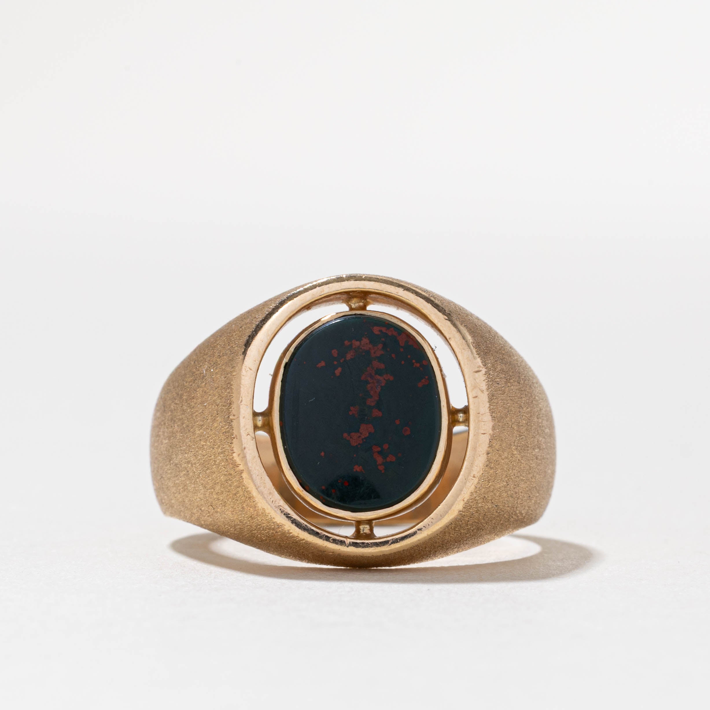 14k Bezel Set Bloodstone Signet Ring | 2.50ct | SZ 12