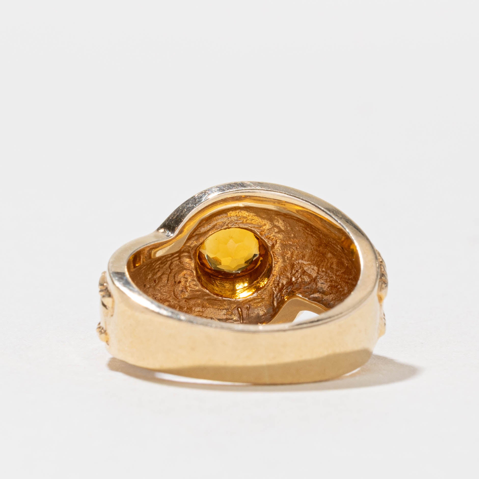 14k Bezel Set Citrine Textured Ring | 0.52ct | SZ 5.75