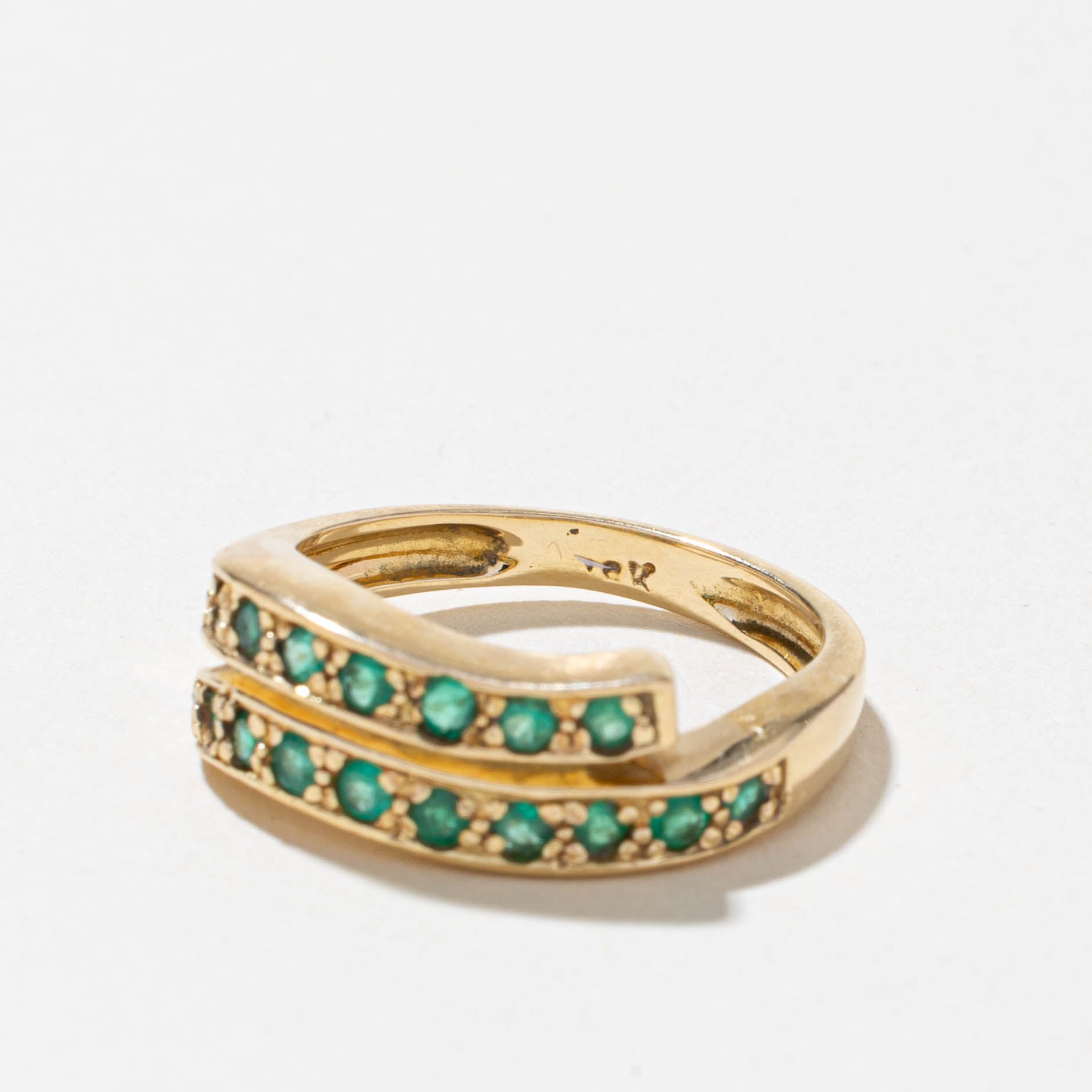 Emerald Double Row Wave Band | 0.32ctw | SZ 7.25
