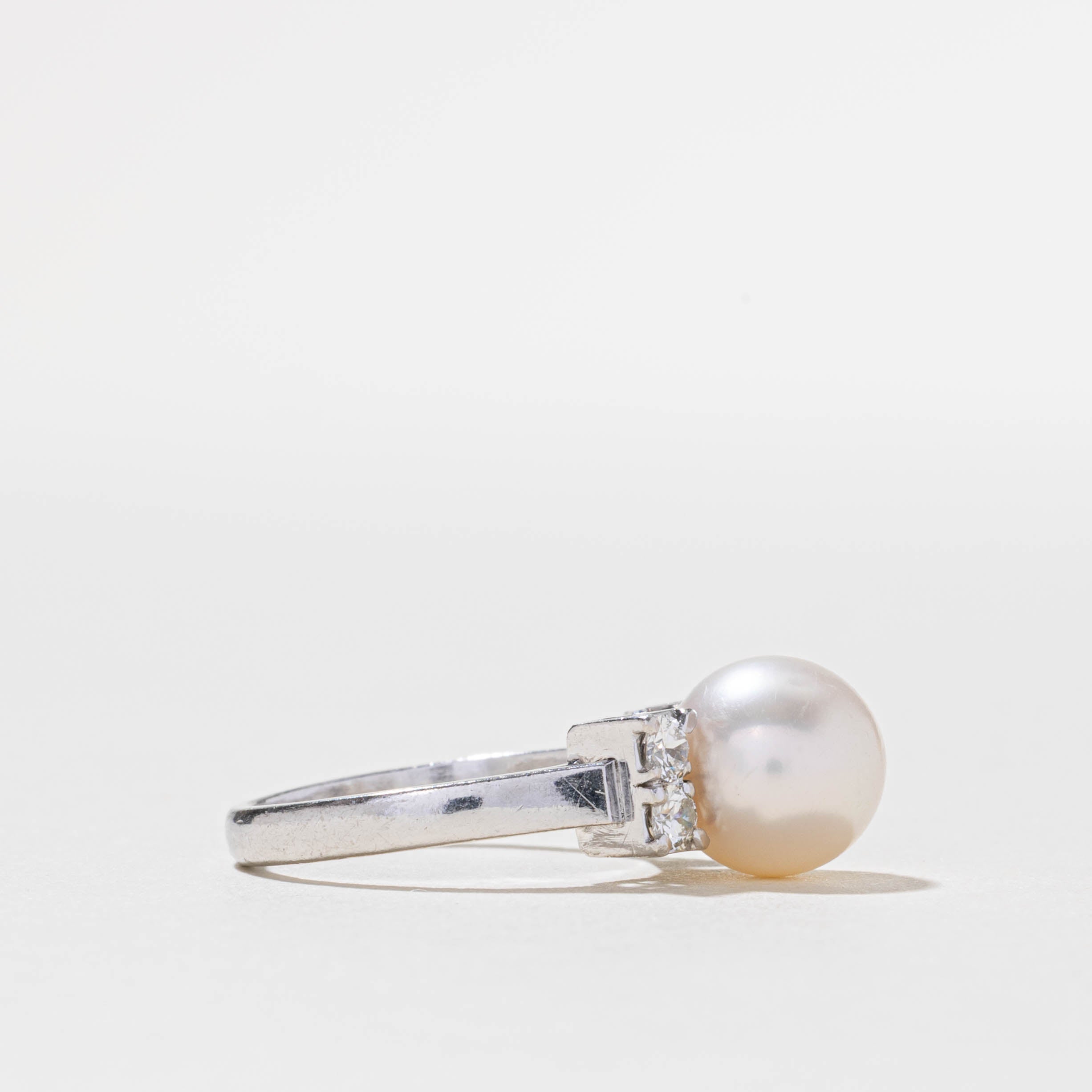 Pearl & Diamond Accented Ring | 0.36ctw | SZ 6.5