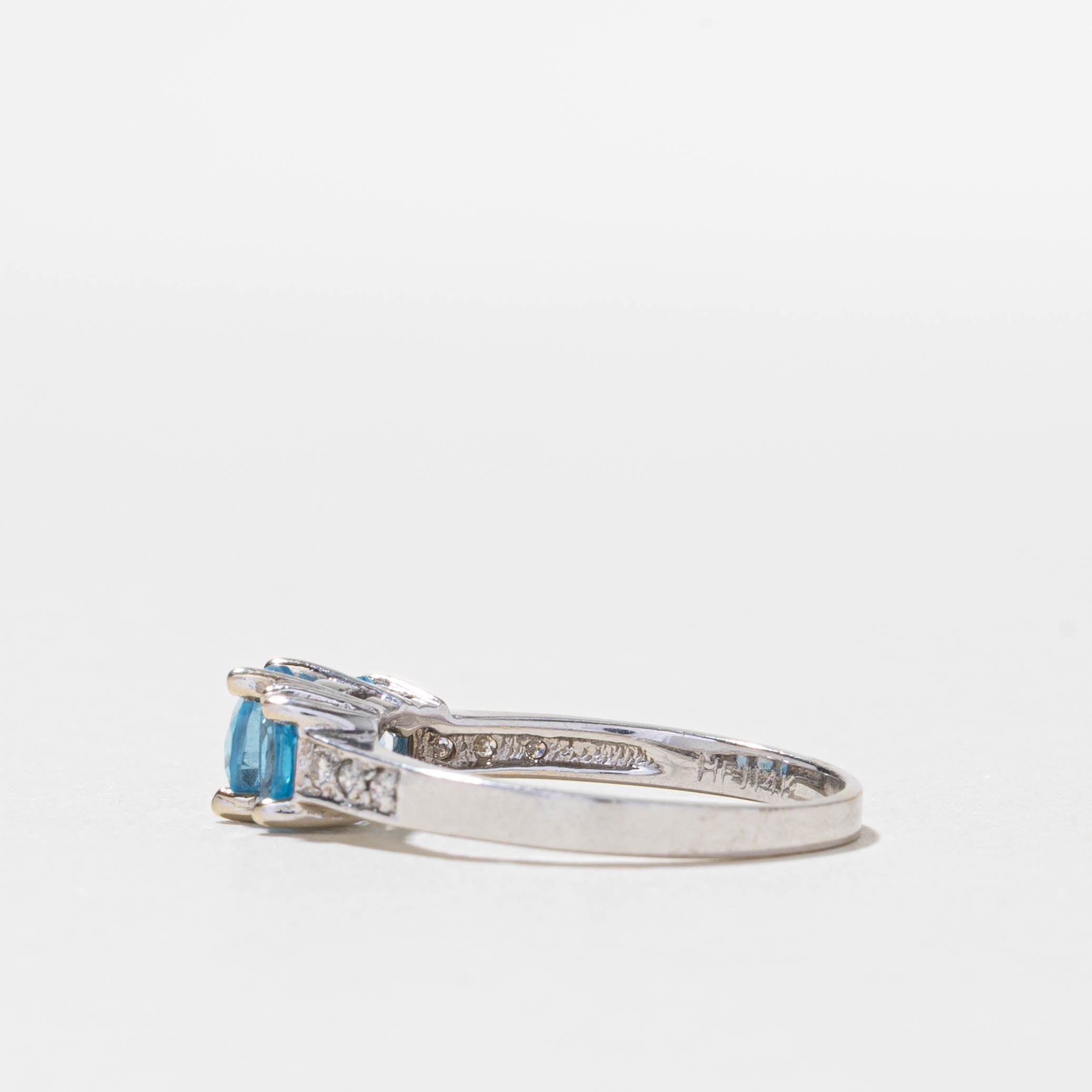 14k Three Stone Topaz & Diamond Accented Ring | 1.30ctw, 0.03ctw | SZ 7.75