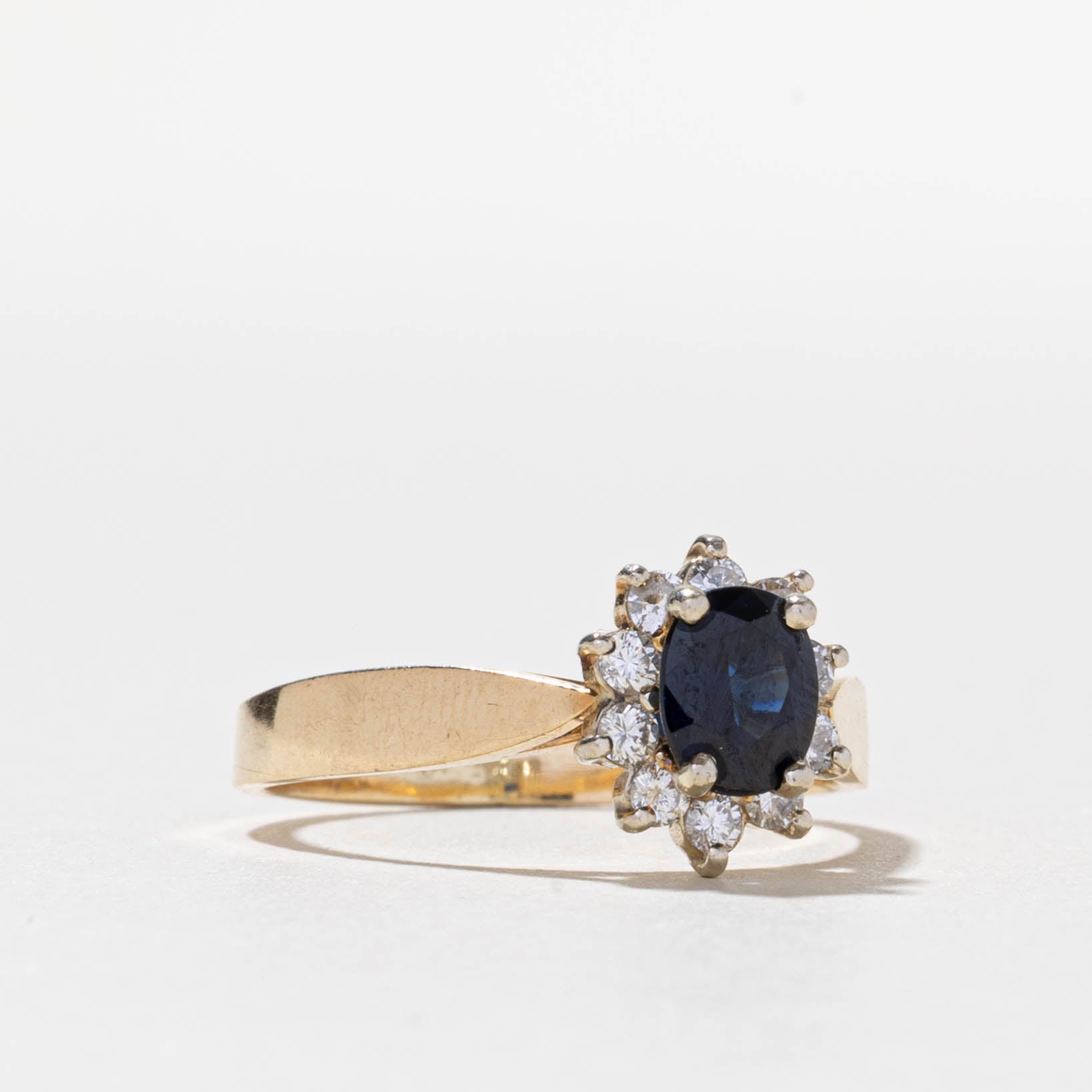 14k Sapphire & Diamond Petal Halo Ring | 0.70ct, 0.20ctw | SZ 7.75