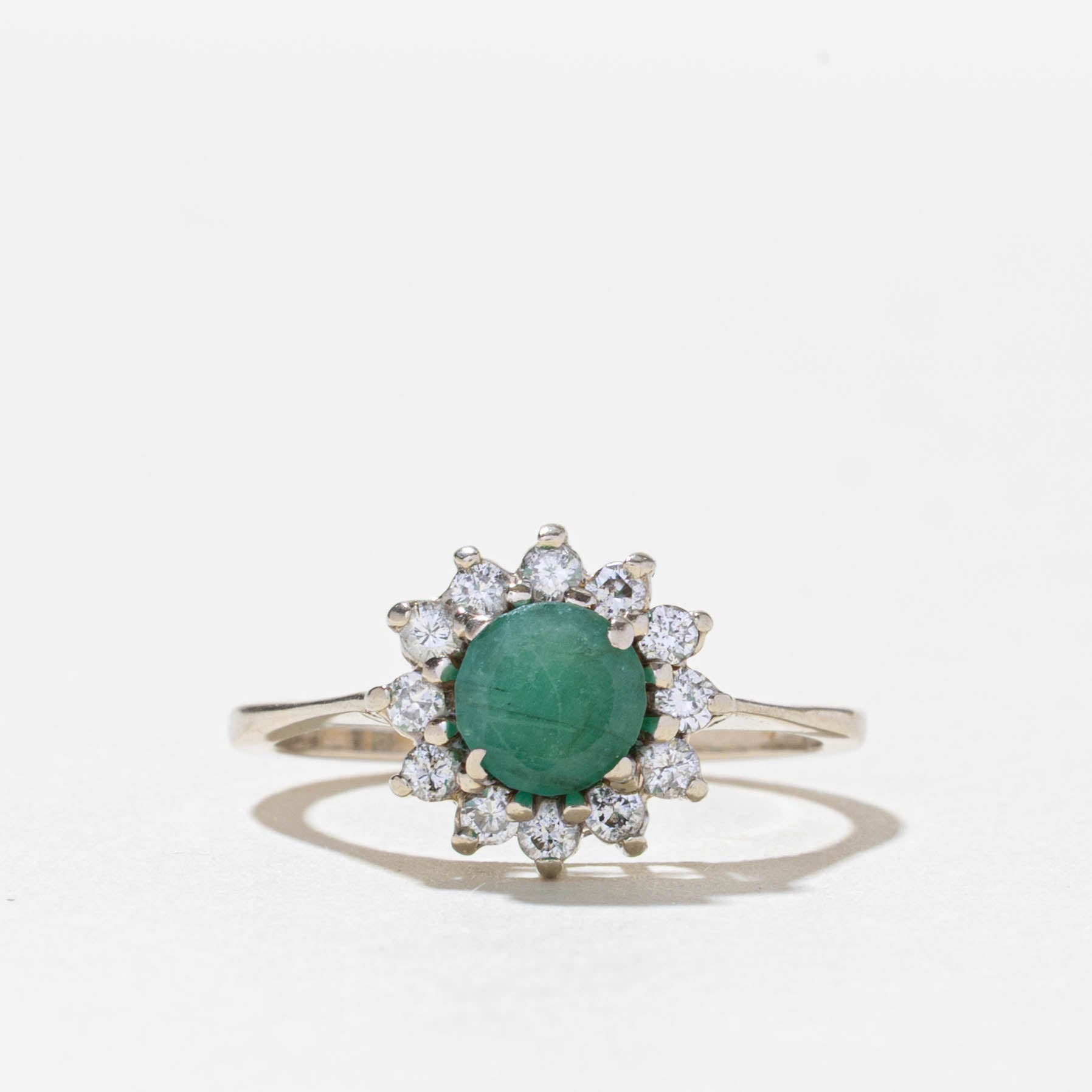 14k Emerald & Diamond Petal Halo Ring | 0.50ct, 0.24ctw | SZ 6.75