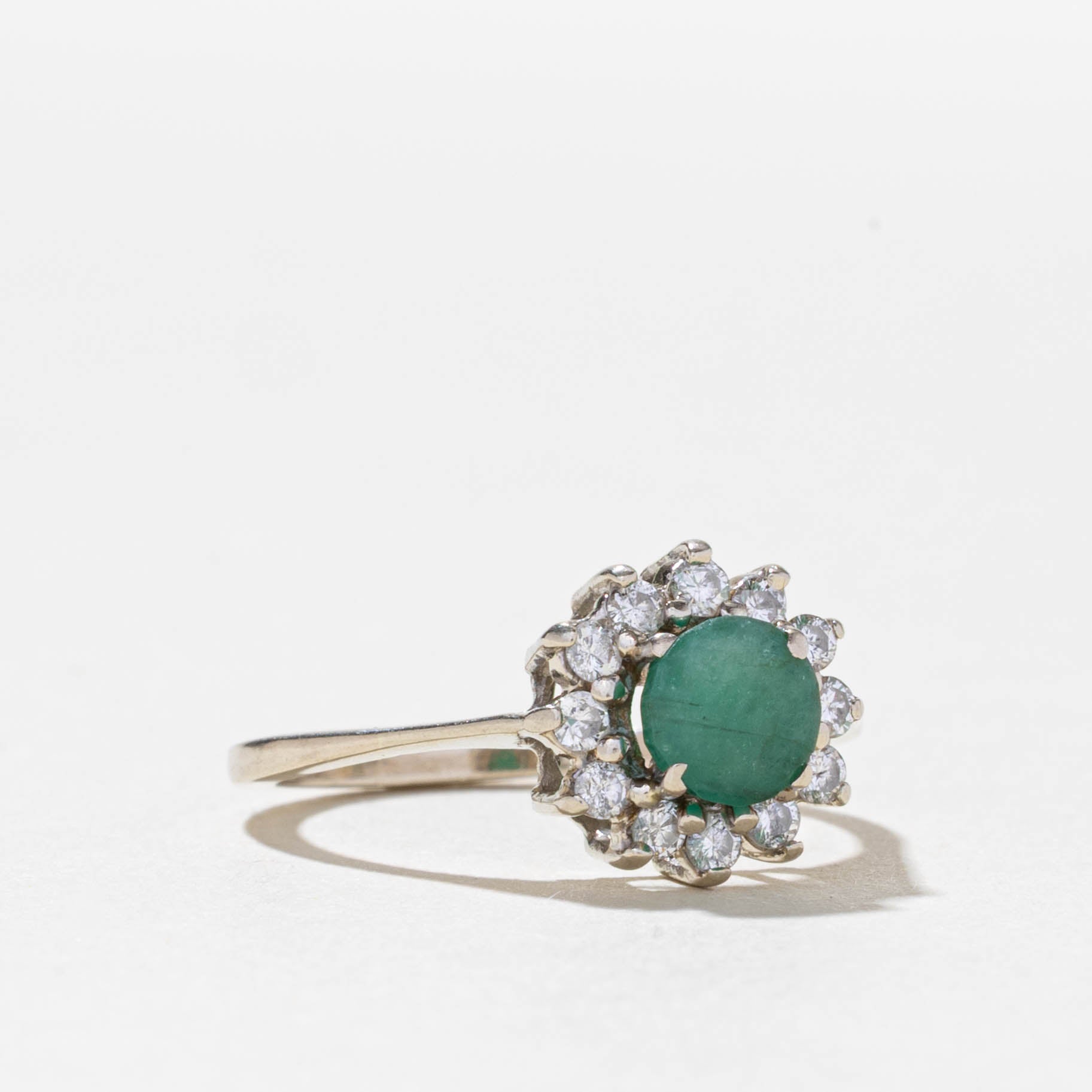 14k Emerald & Diamond Petal Halo Ring | 0.50ct, 0.24ctw | SZ 6.75