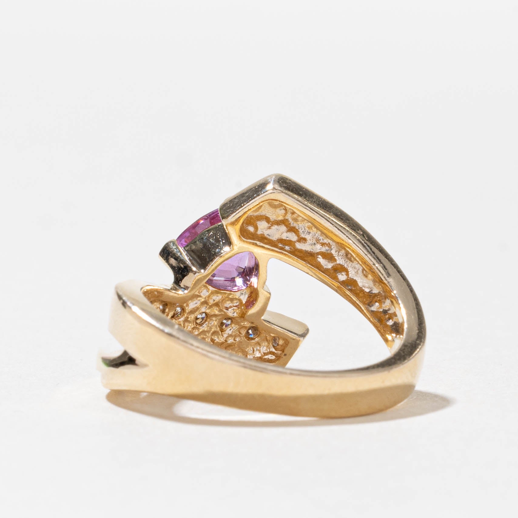 14k Pink Sapphire & Diamond Bypass Ring | 0.60ct, 0.20ctw | SZ 7