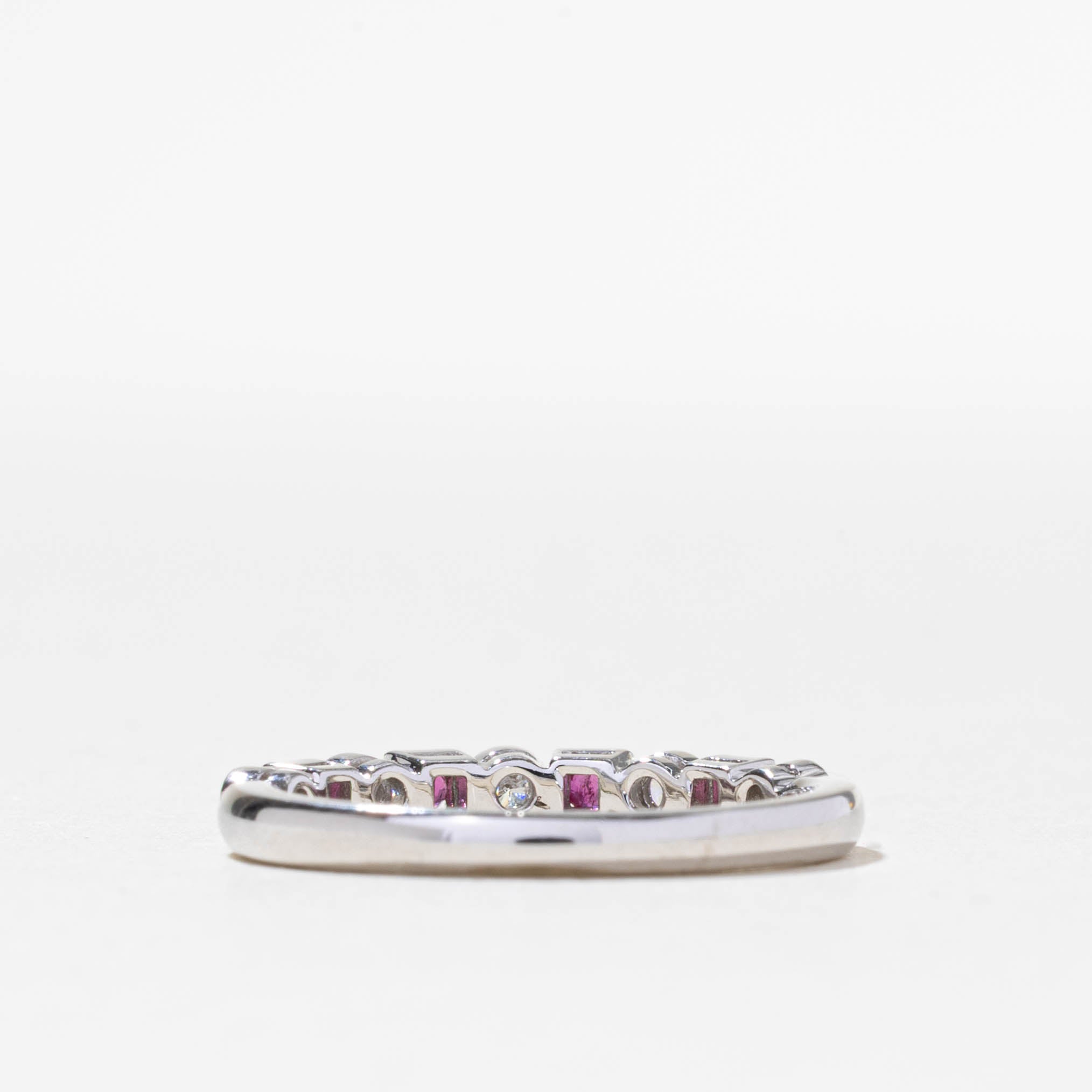 14k Semi Eternity Ruby & Diamond Milgrain Band | 0.12ctw, 0.08ctw | SZ 7