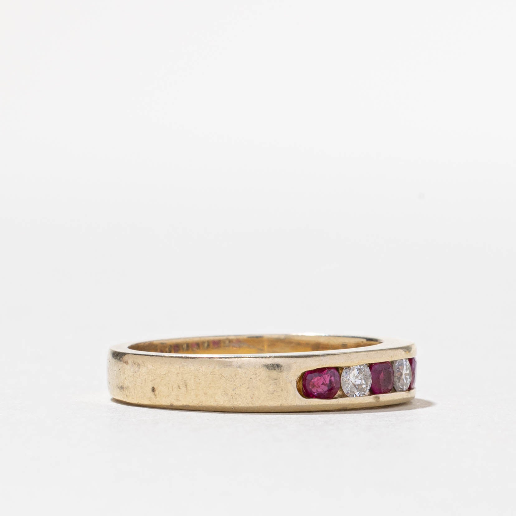 14k Channel Set Ruby & Diamond Band | 0.55ctw, 0.28ctw | SZ 7