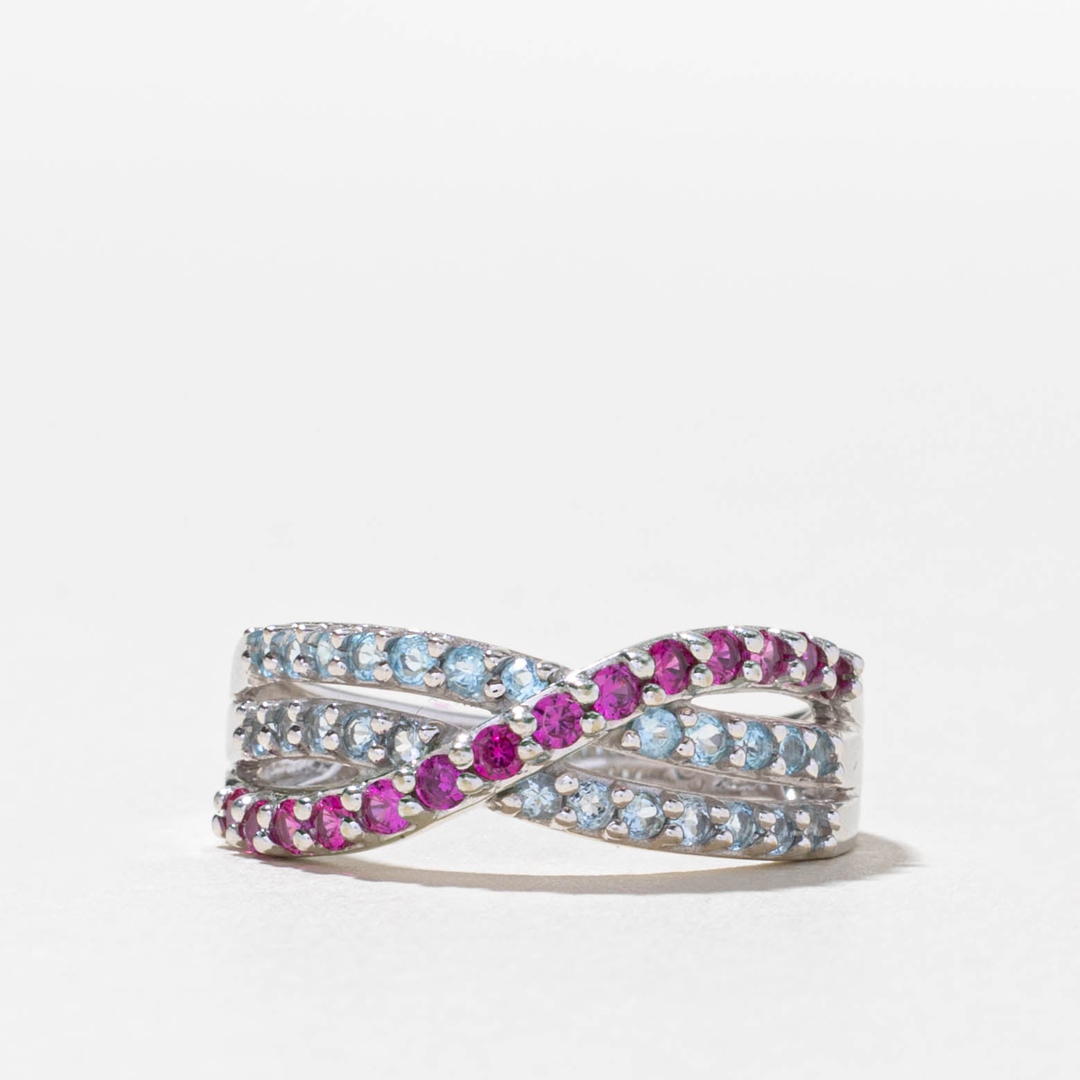 14k Multi Gemstone Crossover Ring | 0.45ctw | SZ 7.25
