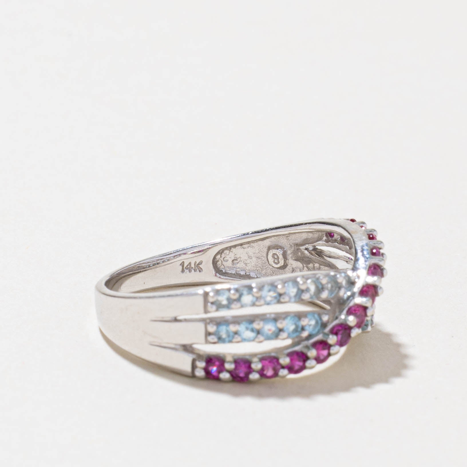 14k Multi Gemstone Crossover Ring | 0.45ctw | SZ 7.25