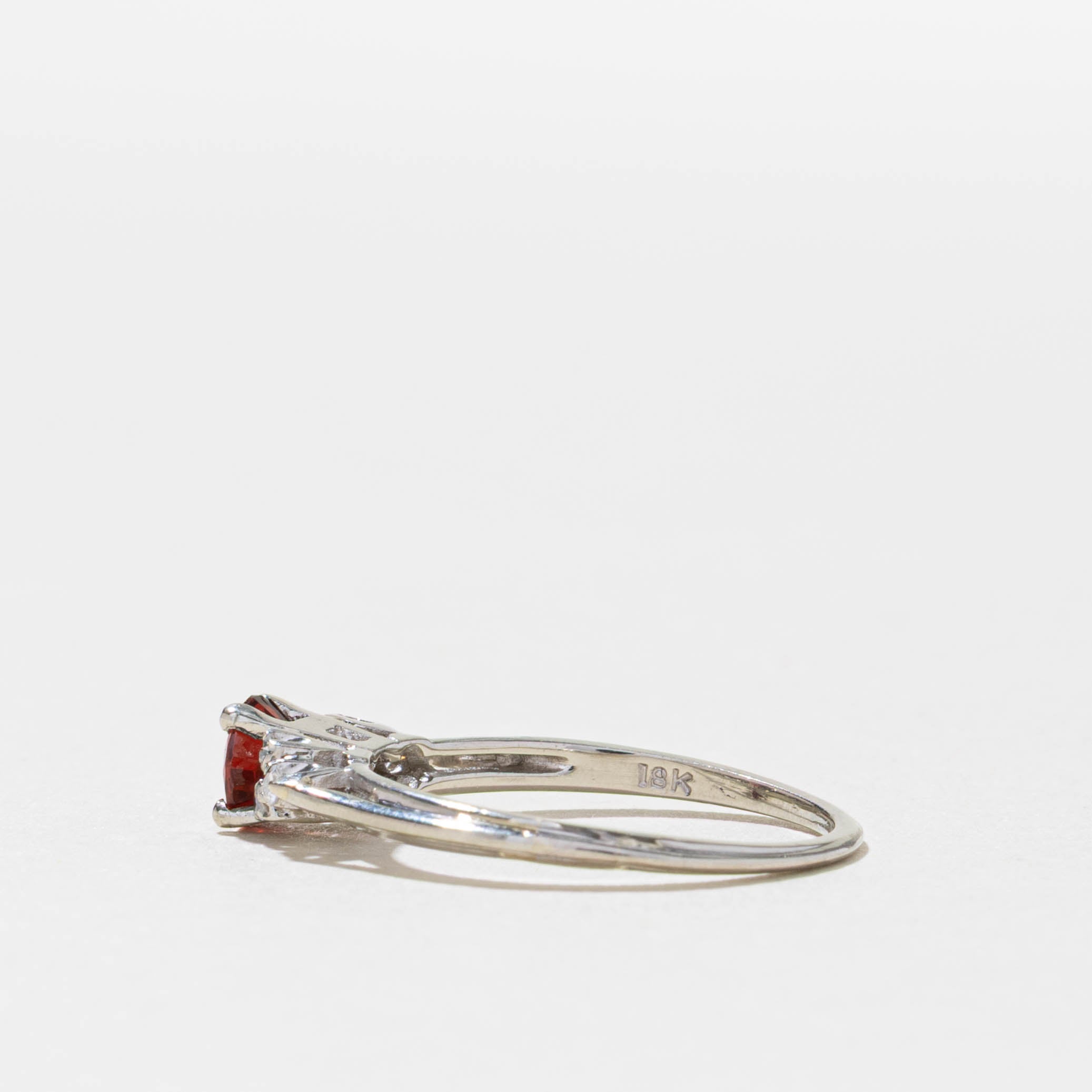 18k Garnet & Diamond Accented Ring | 0.42ct, 0.06ctw | SZ 5.75