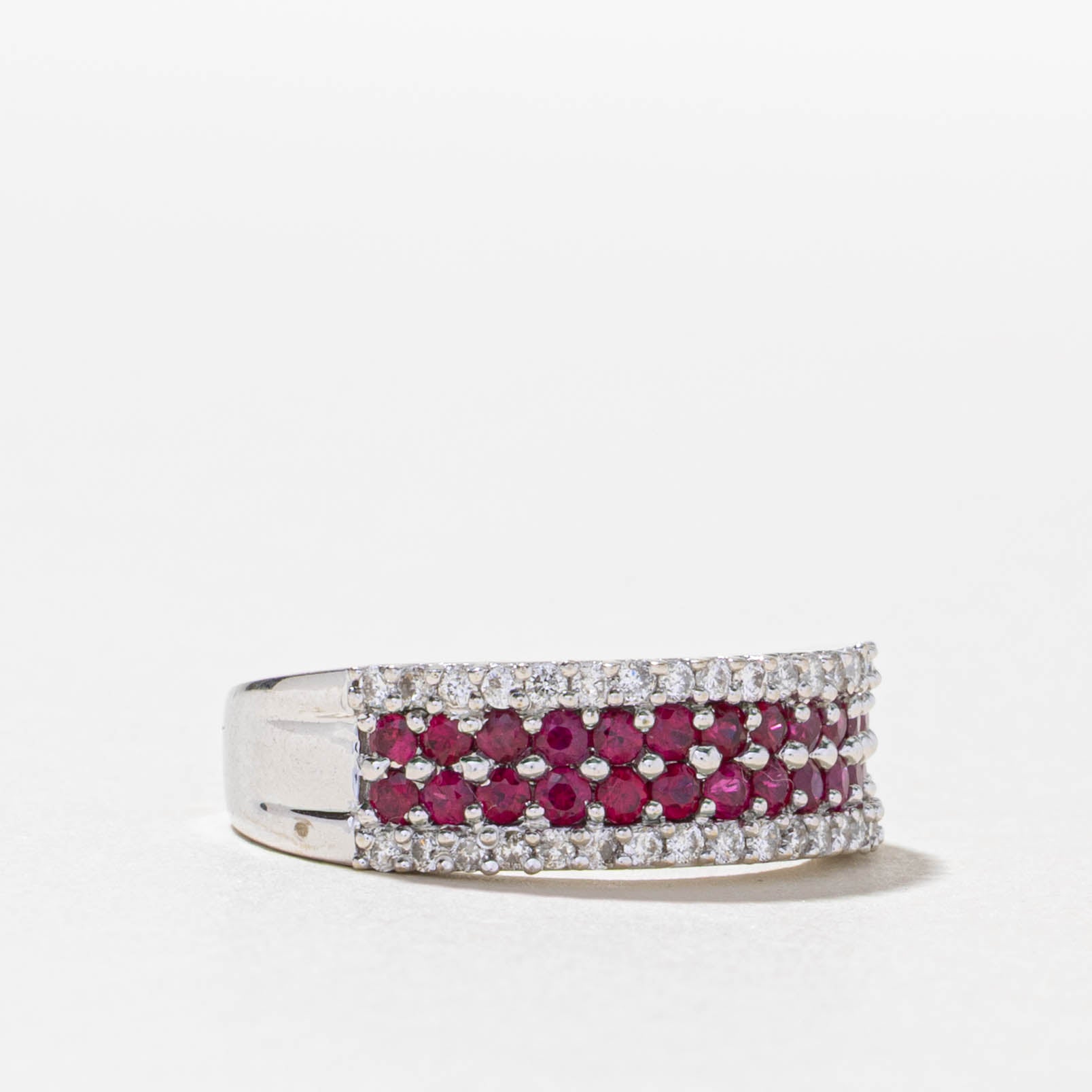 18k Ruby & Diamond Multi Row Band | 0.76ct, 0.32ctw | SZ 6.75