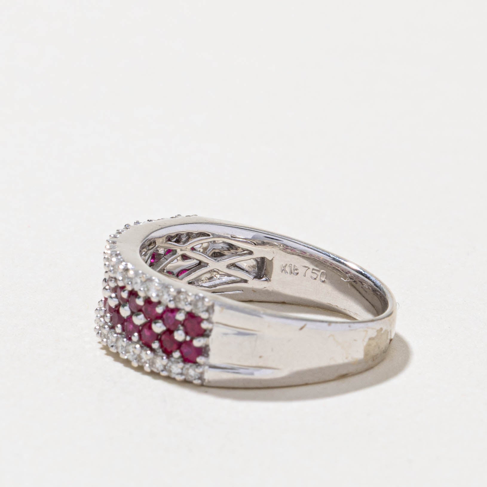 18k Ruby & Diamond Multi Row Band | 0.76ct, 0.32ctw | SZ 6.75