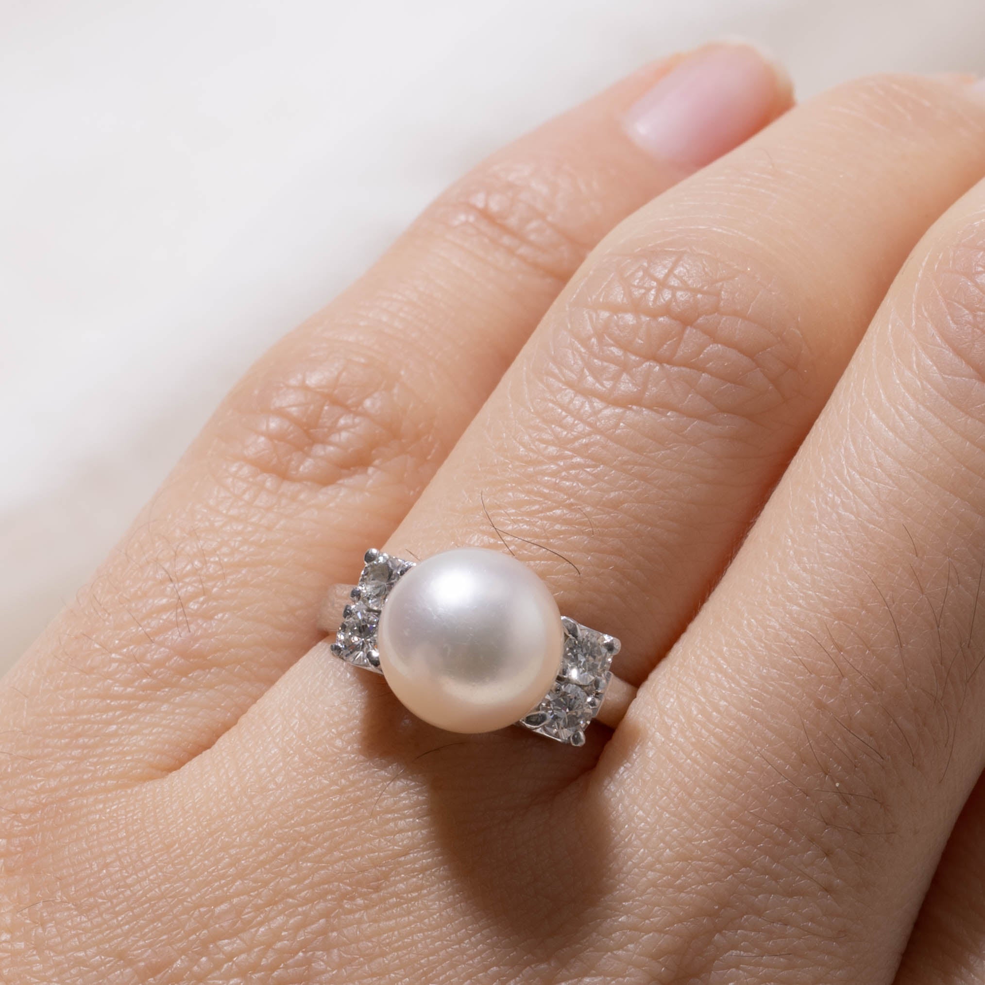 Pearl & Diamond Accented Ring | 0.36ctw | SZ 6.5